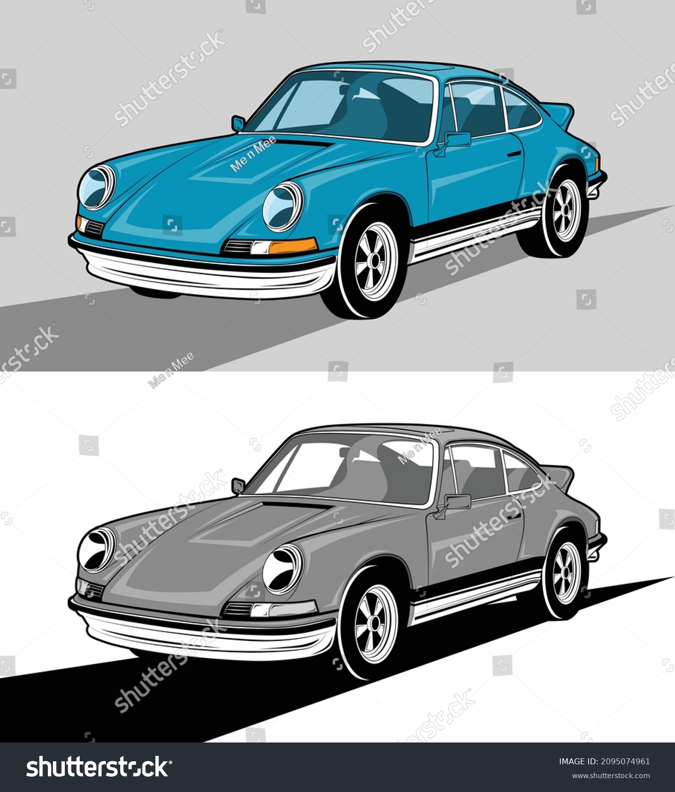 SVG of European Classic Sport Cars Blue Black and White 1 svg