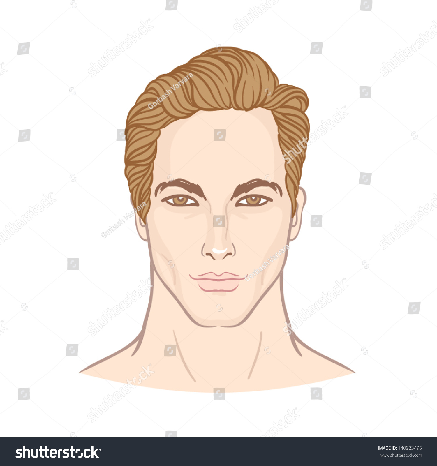 European Man'S Head Isolated On White. Vector Illustration From 