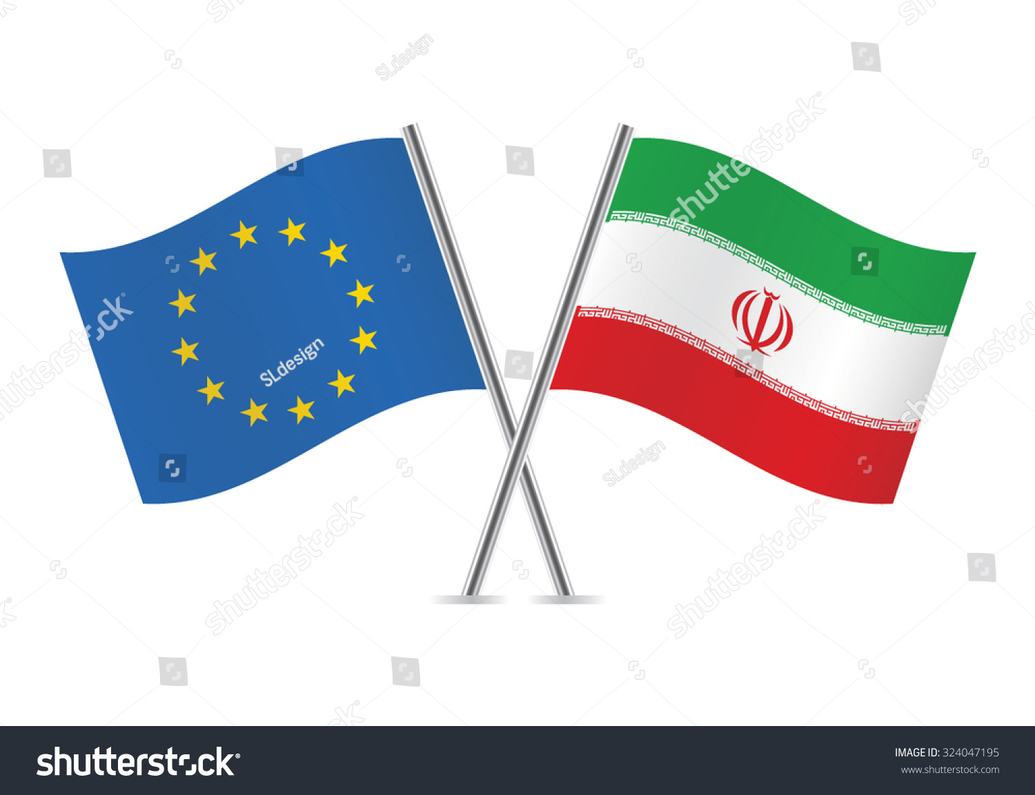 European Union Iran Flags Eu Iranian Stock Vector (Royalty Free