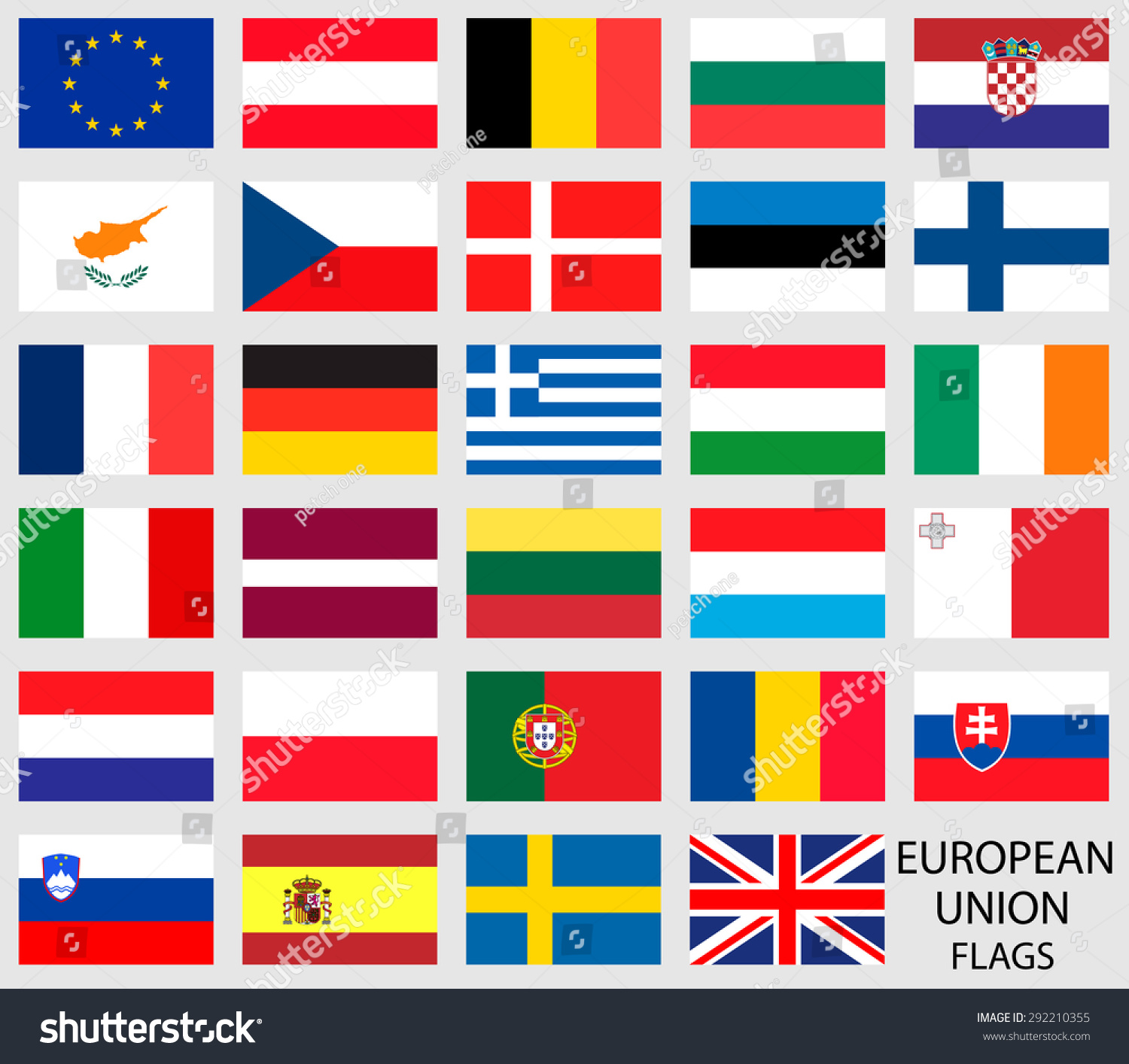 European Union Country Flags Stock Vector 292210355 : Shutterstock