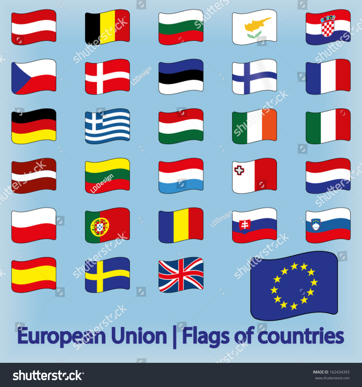 European Union Flags Countries Waving Stock Vector 162434393 - Shutterstock