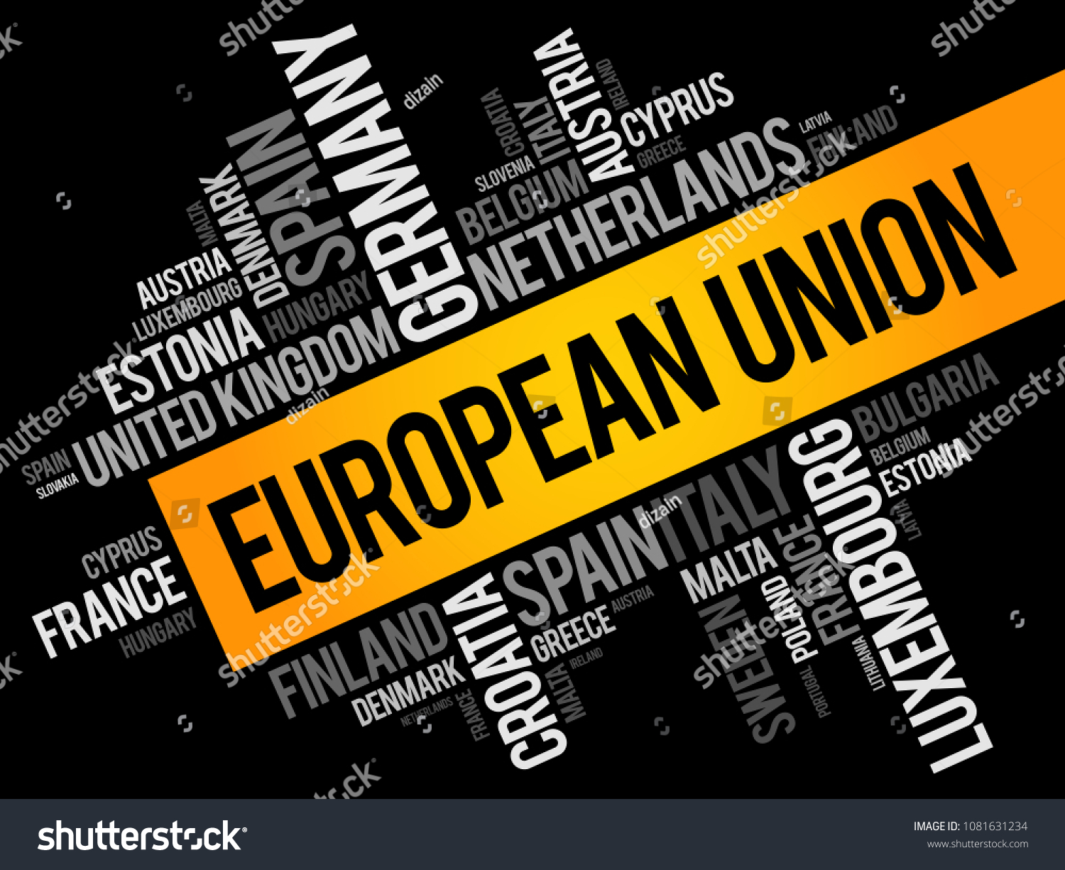 European Union List Cities Word Cloud Stock Vector (Royalty Free ...