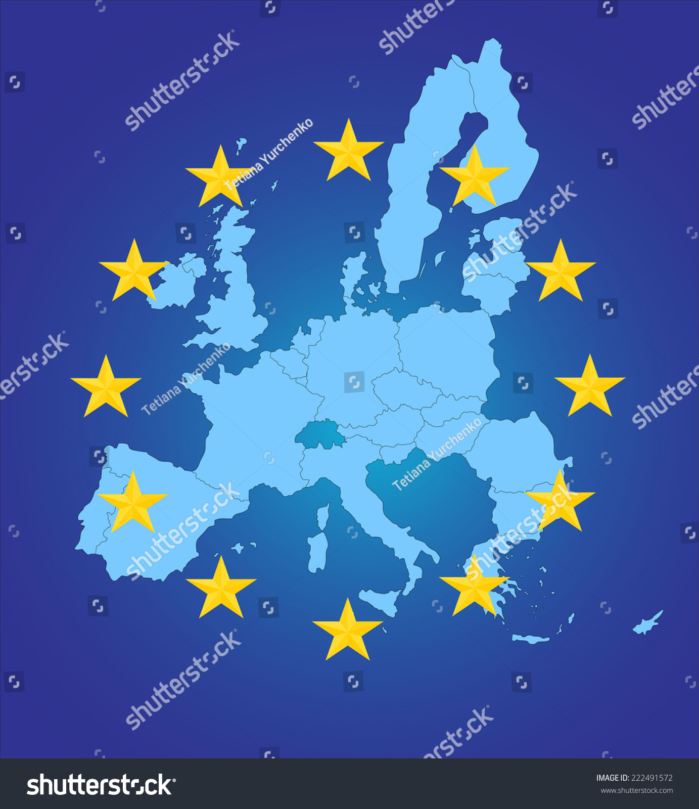 European Union Map Stock Vector (Royalty Free) 222491572 | Shutterstock