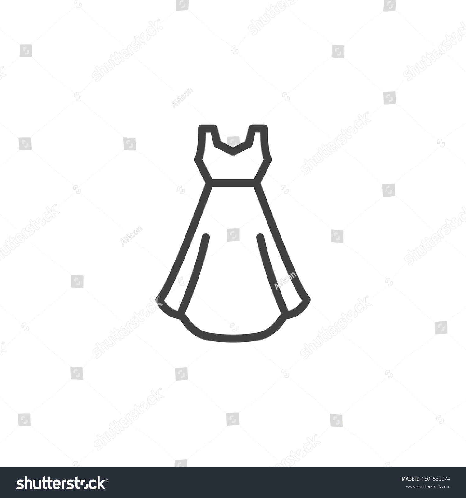 SVG of Evening dress line icon. linear style sign for mobile concept and web design. Gown dress outline vector icon. Symbol, logo illustration. Vector graphics svg