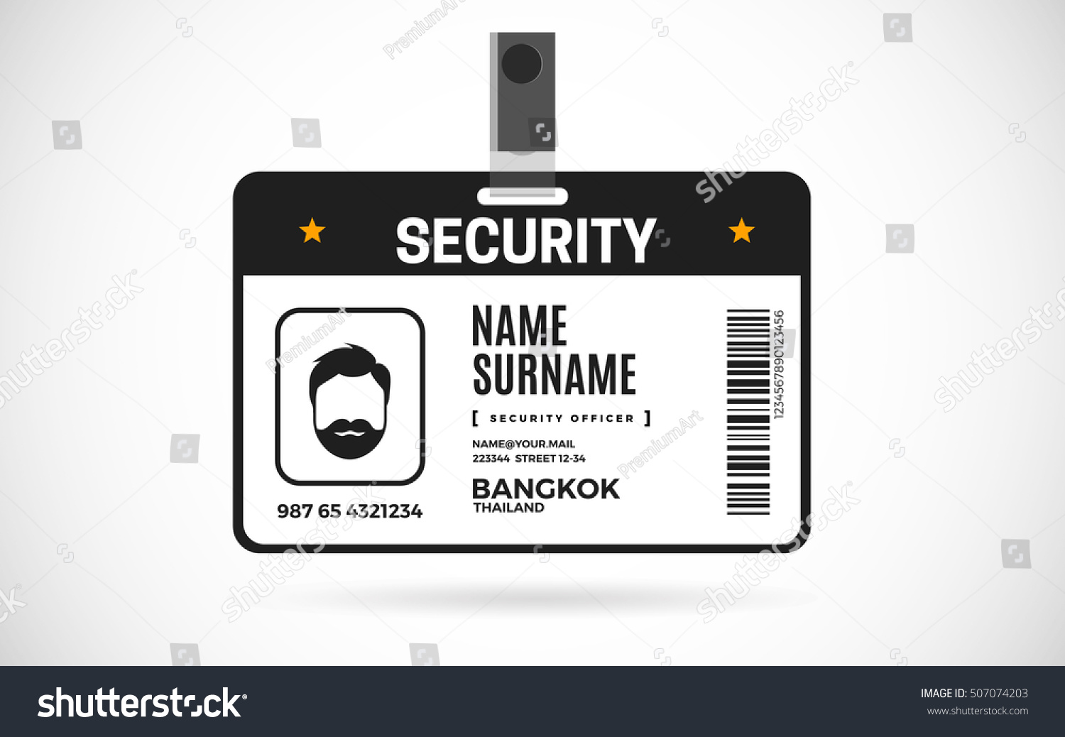 Event Security Id Card Set Lanyard Stock Vector