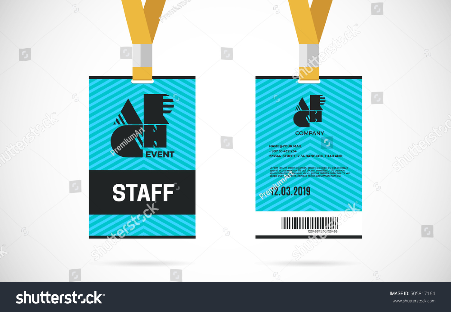 Vektor Stok Event Staff Id Card Set Lanyard Tanpa Royalti 505817164 Shutterstock 8033