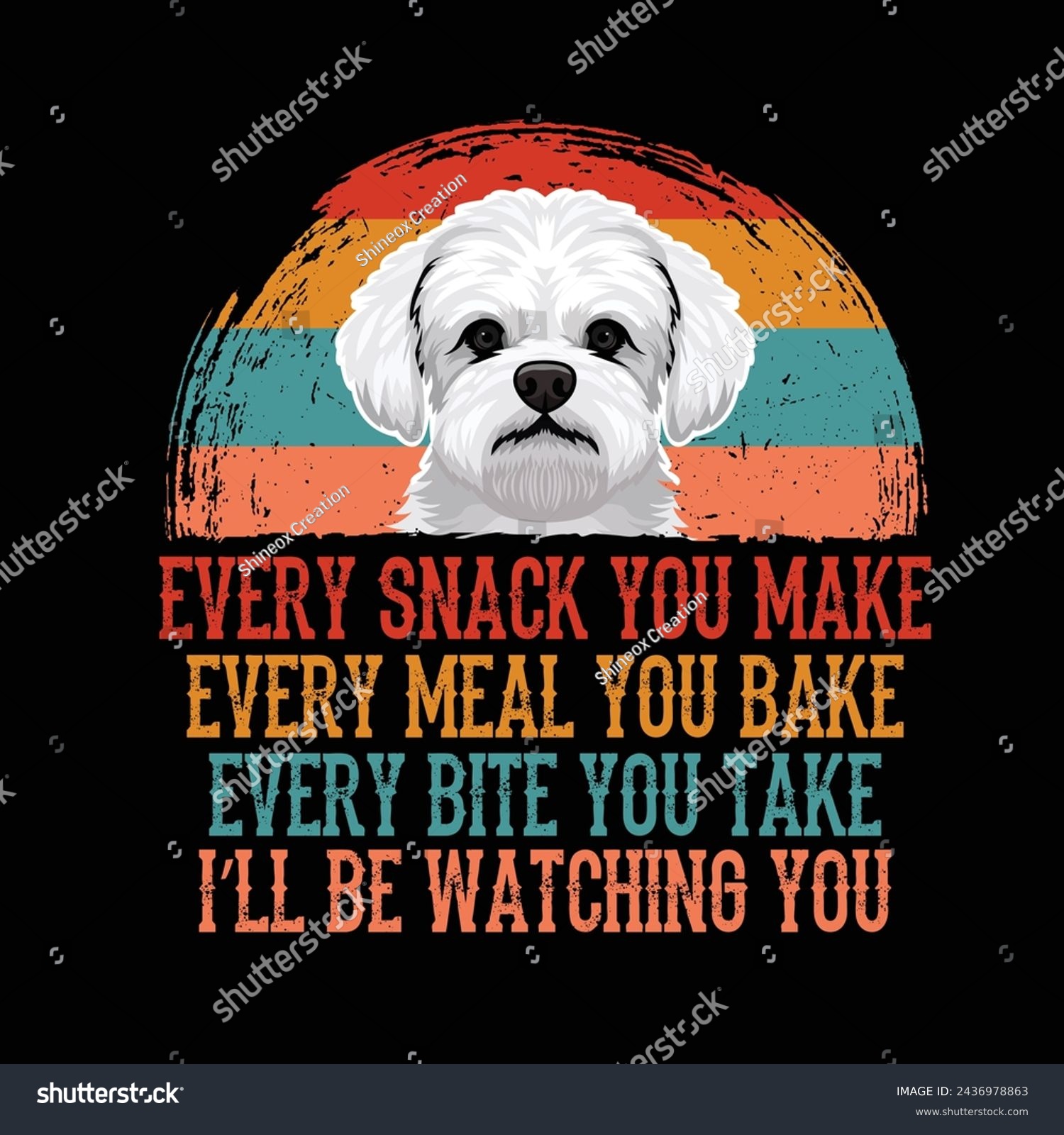 SVG of Every snack you make Every meal you bake Every bite you take I'll Be Watching You Bichon Frise Dog Typography t-shirt Design Vector svg