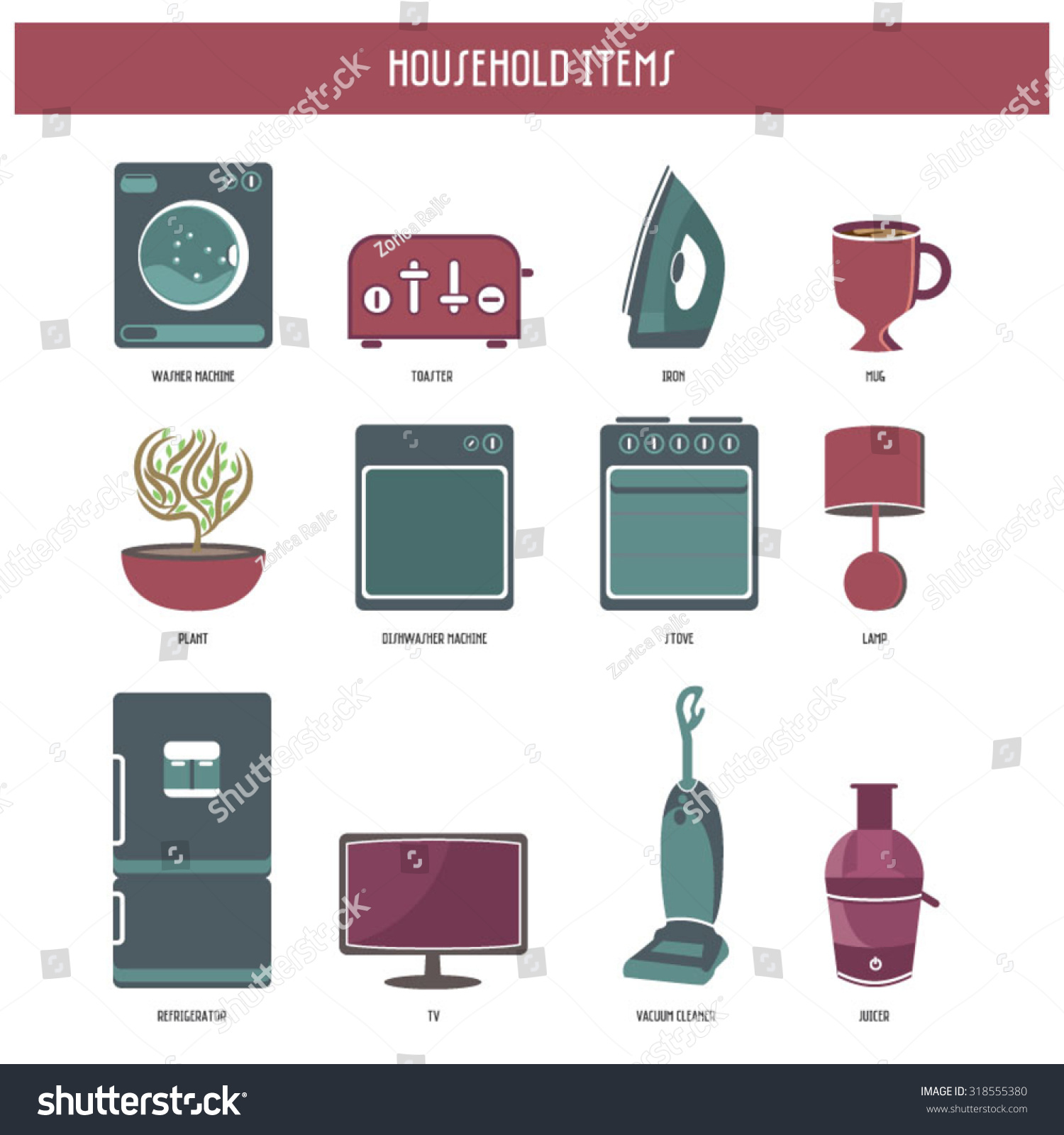 Everyday Household Items Set 12 Elements Stock Vector (Royalty Free) 318555380  Shutterstock