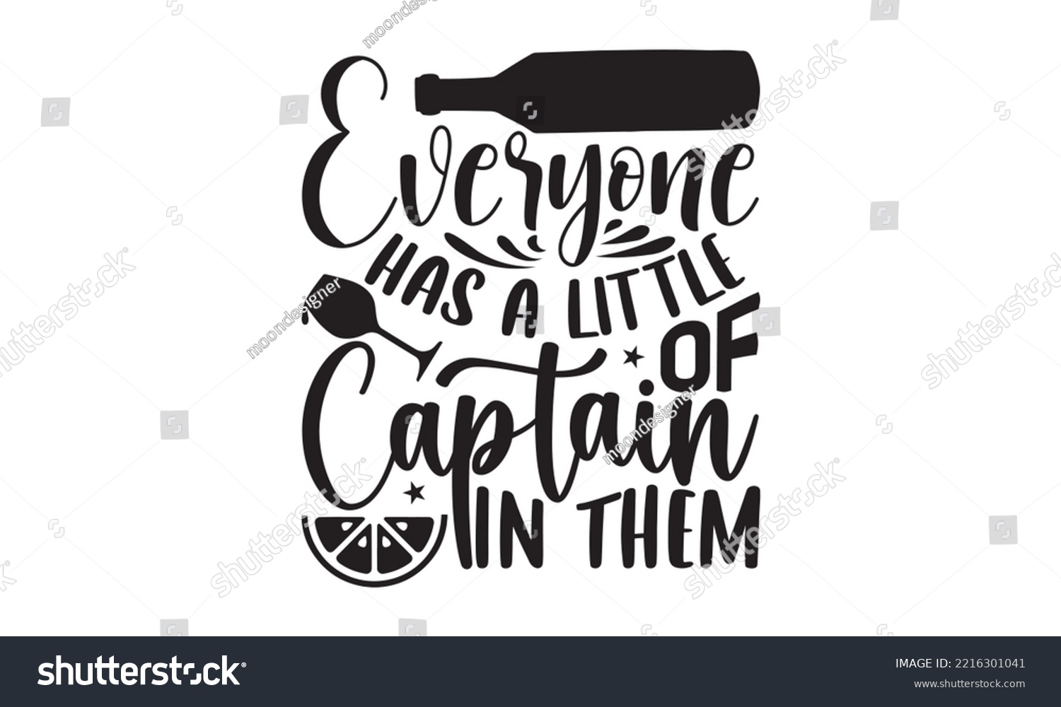 SVG of Everyone has a little of captain in them - Alcohol SVG T Shirt design, Girl Beer Design, Prost, Pretzels and Beer, Vector EPS Editable Files, Alcohol funny quotes, Oktoberfest Alcohol SVG design,  EPS svg