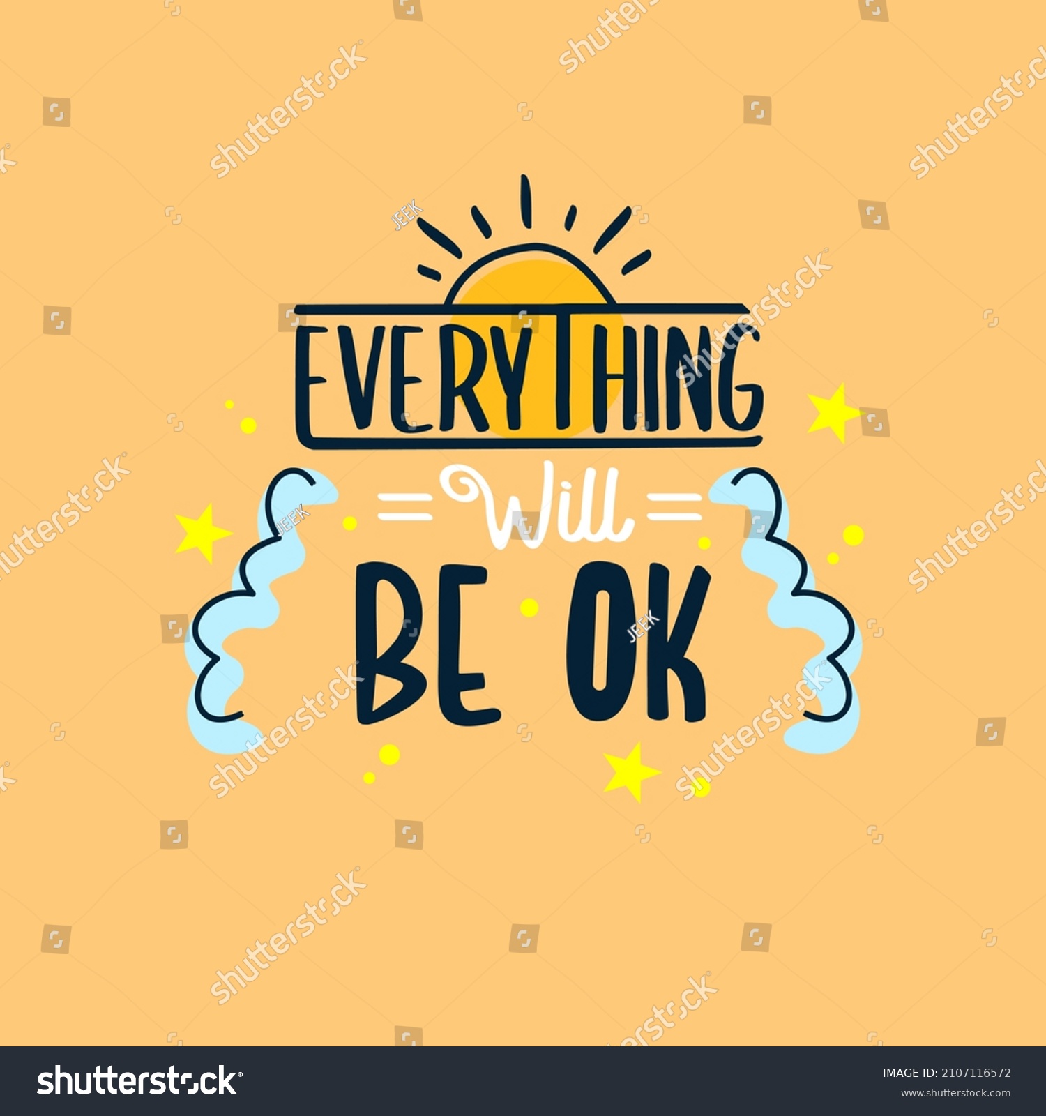 Everything Will Be Ok Quote Quotes Stock Vector (Royalty Free ...