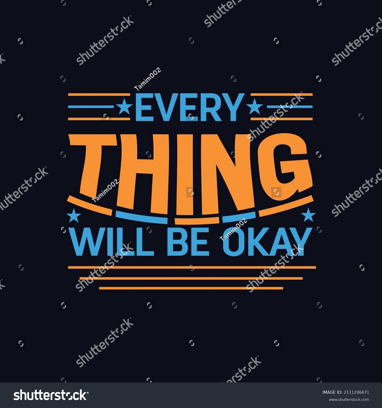 Everything Will Be Okay Typography Motivational Stock Vector (royalty 