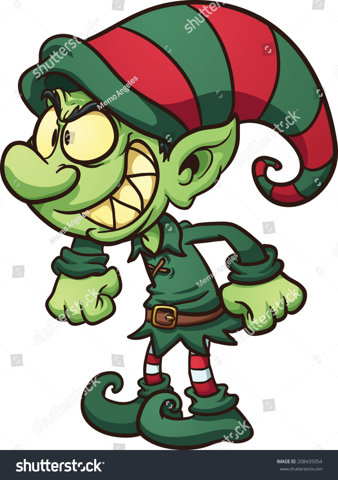 Evil Christmas Elf. Vector Clip Art Illustration With Simple Gradients ...