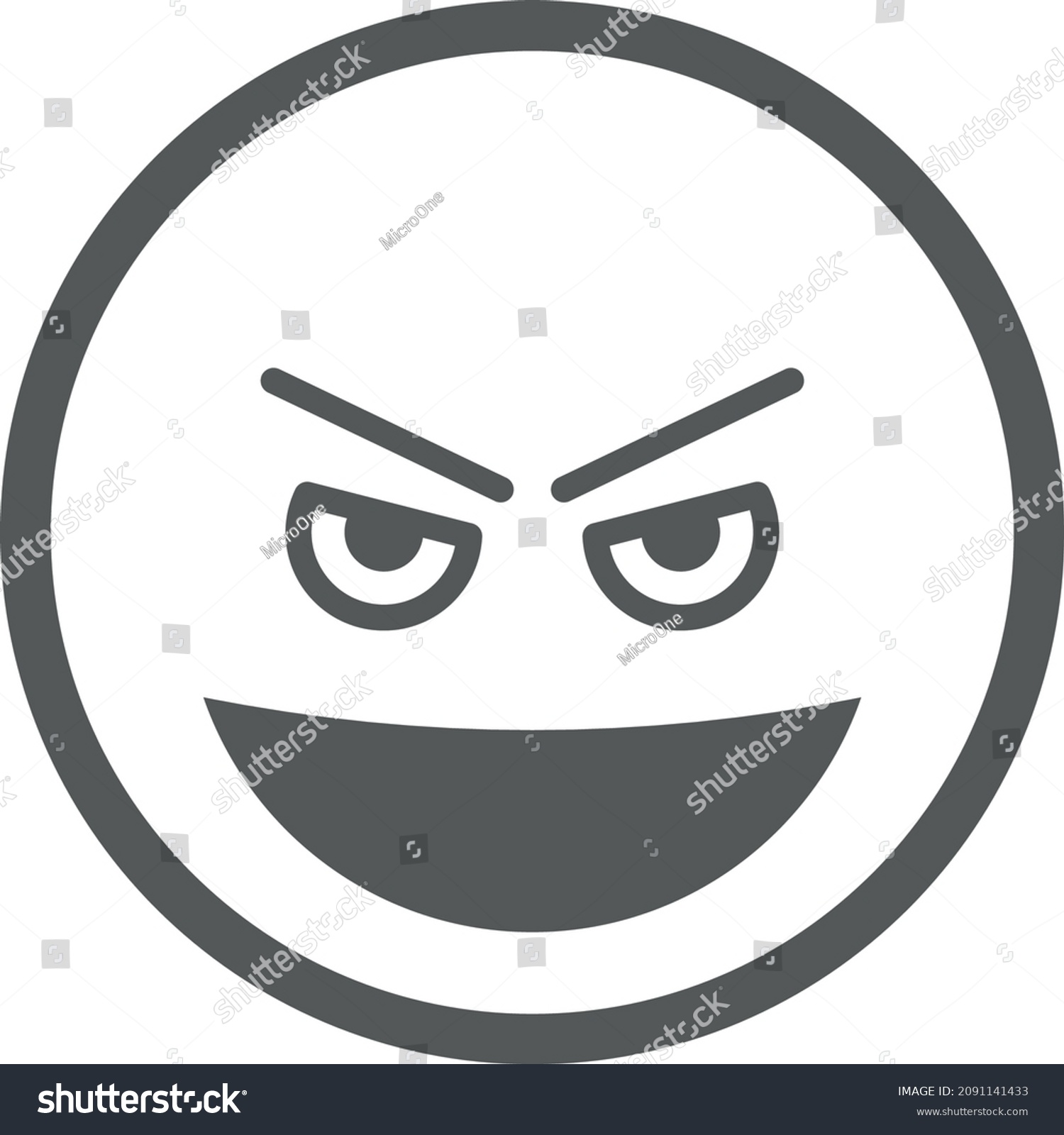 Evil Grin Face Icon Wicked Smiling Stock Vector (Royalty Free) 2091141433