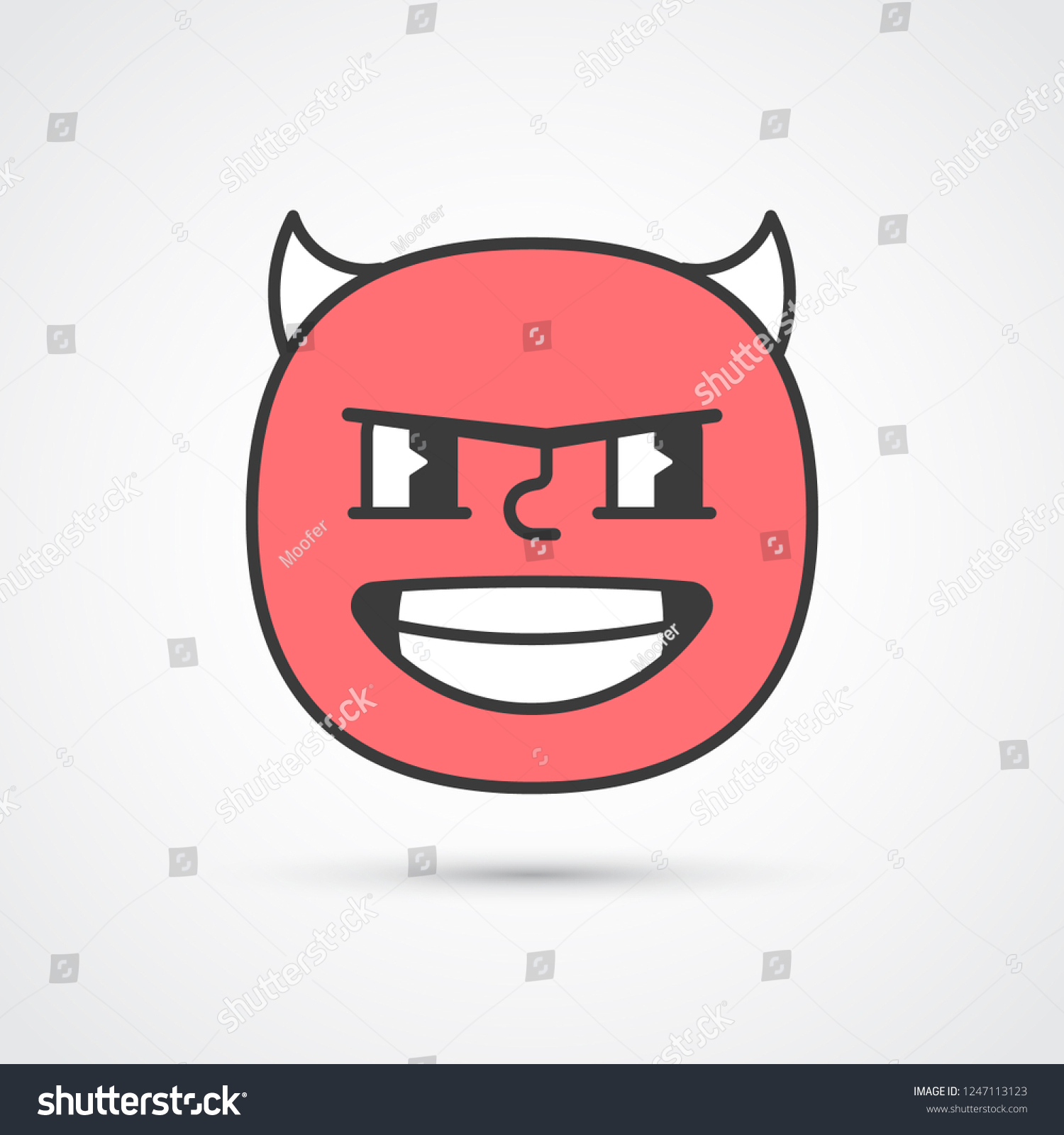 Evil Smile Emoji Big Eyes Cute Stock Vector (Royalty Free) 1247113123 ...