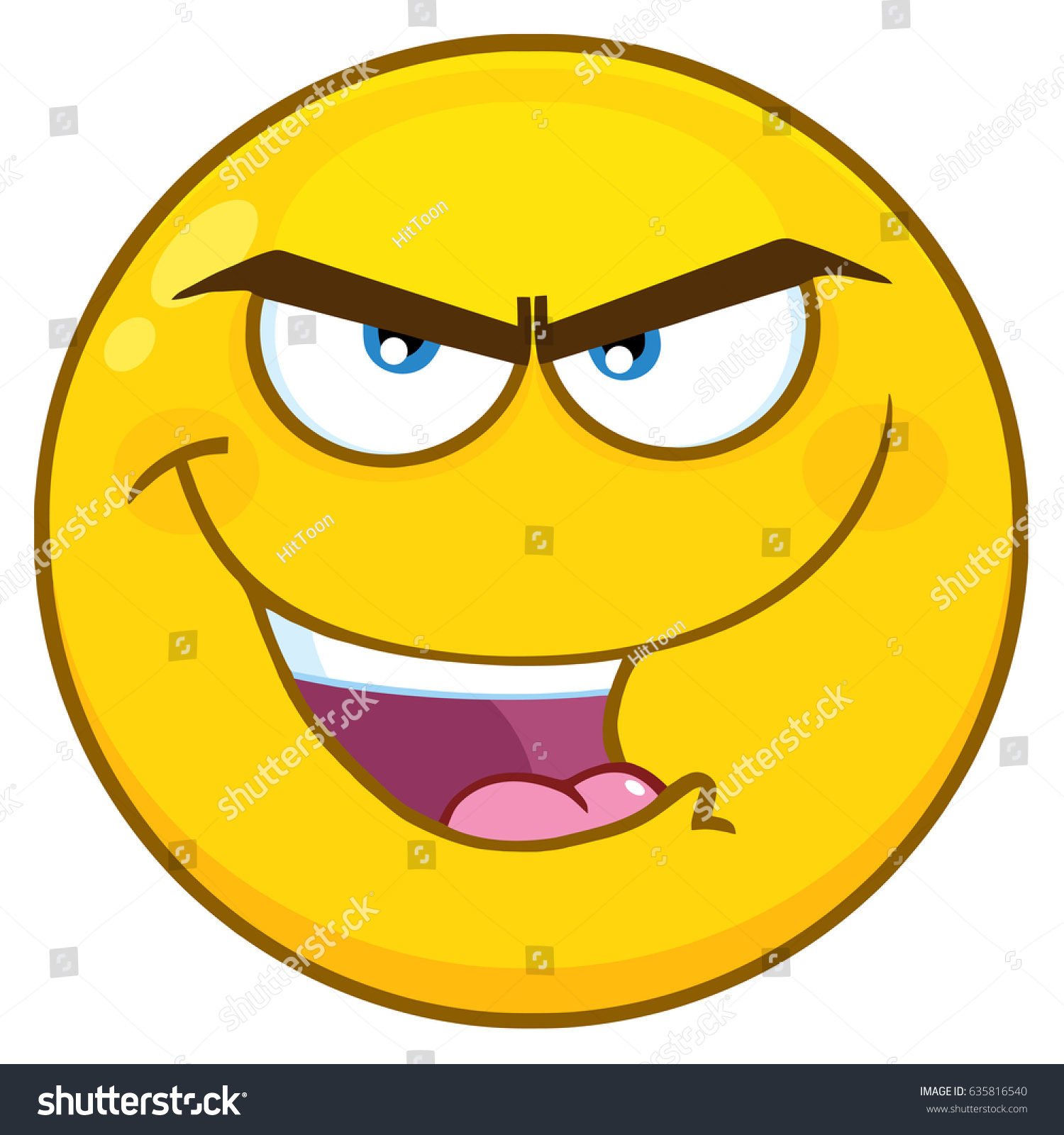 Evil Yellow Cartoon Emoji Face Character Stock Vector 635816540 ...