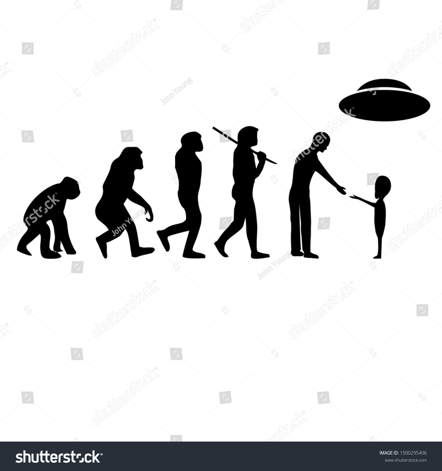 Evolution Humans Meeting Aliens Stock Vector (Royalty Free) 1500295406 |  Shutterstock