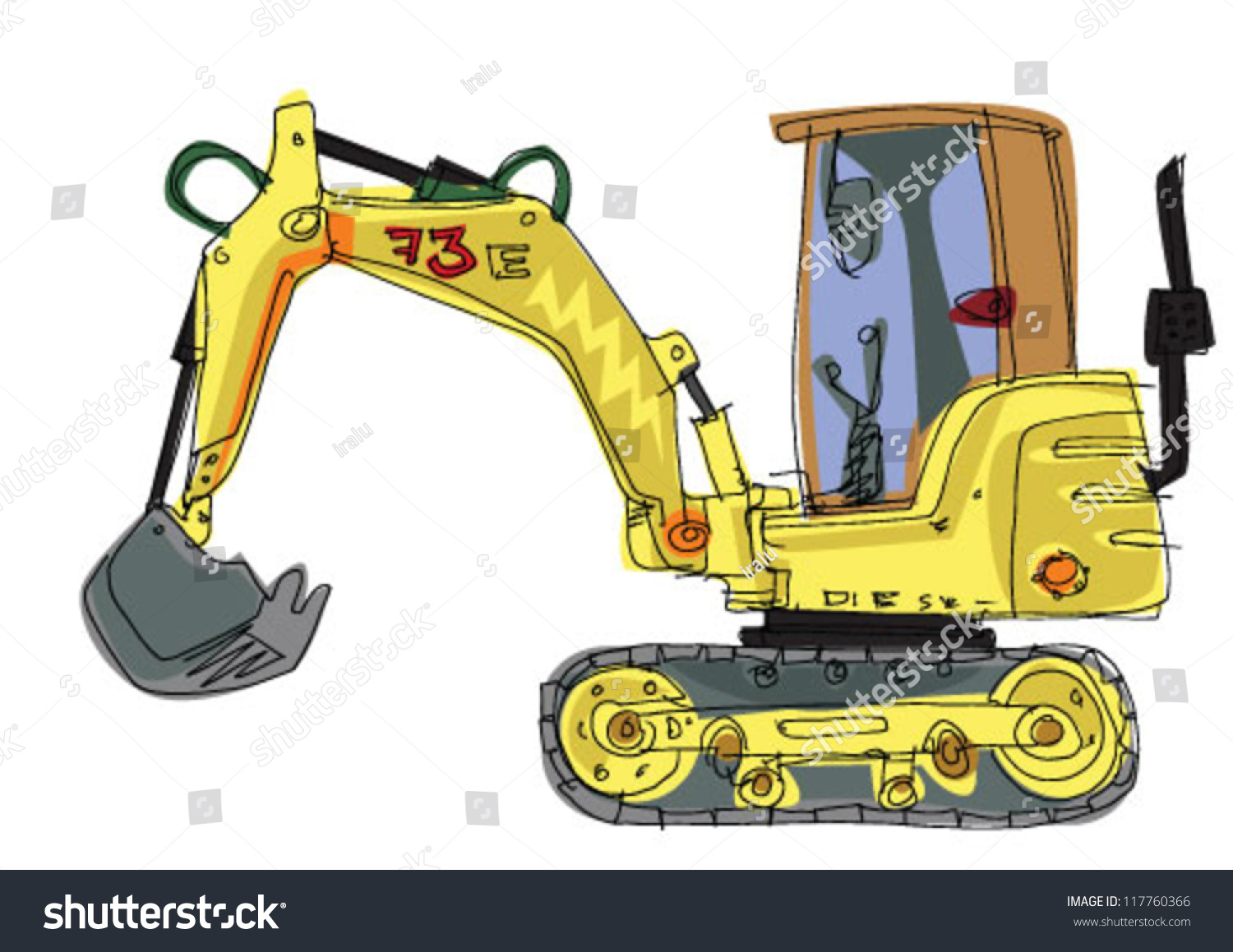 Excavator Cartoon Stock Vector 117760366 - Shutterstock