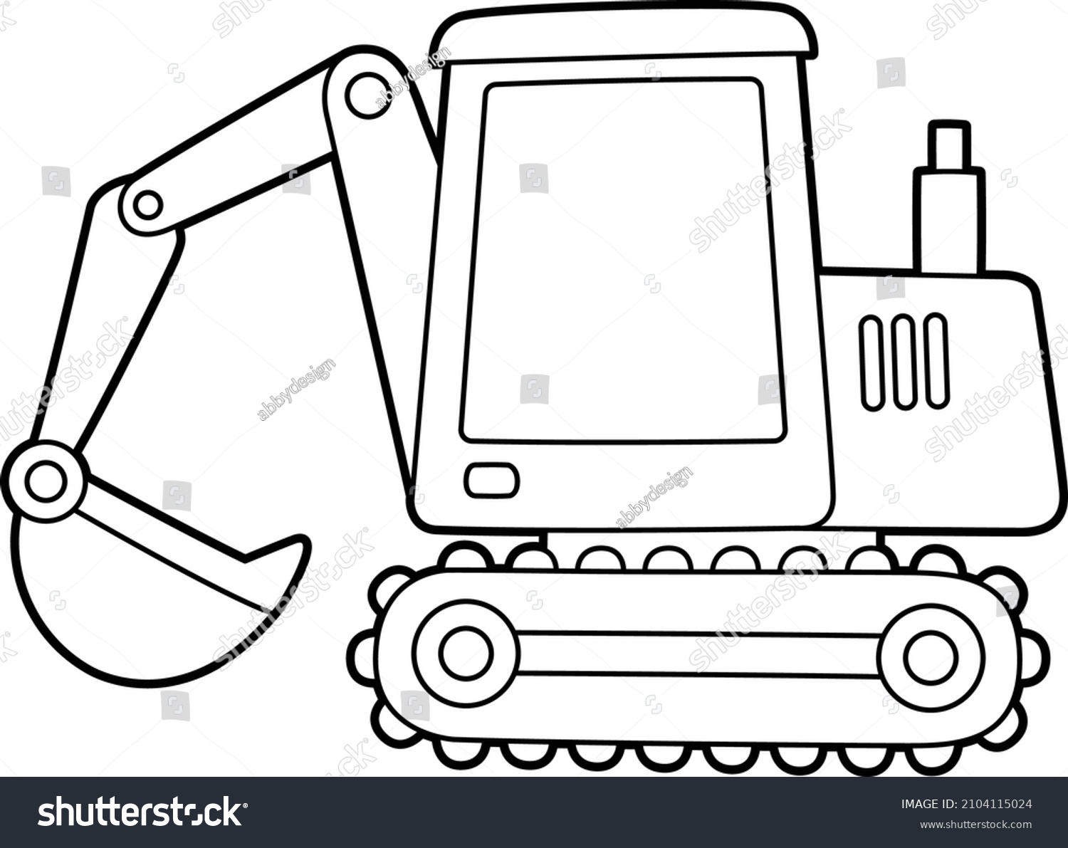 Excavator Coloring Page Isolated Kids Stock Vector (Royalty Free