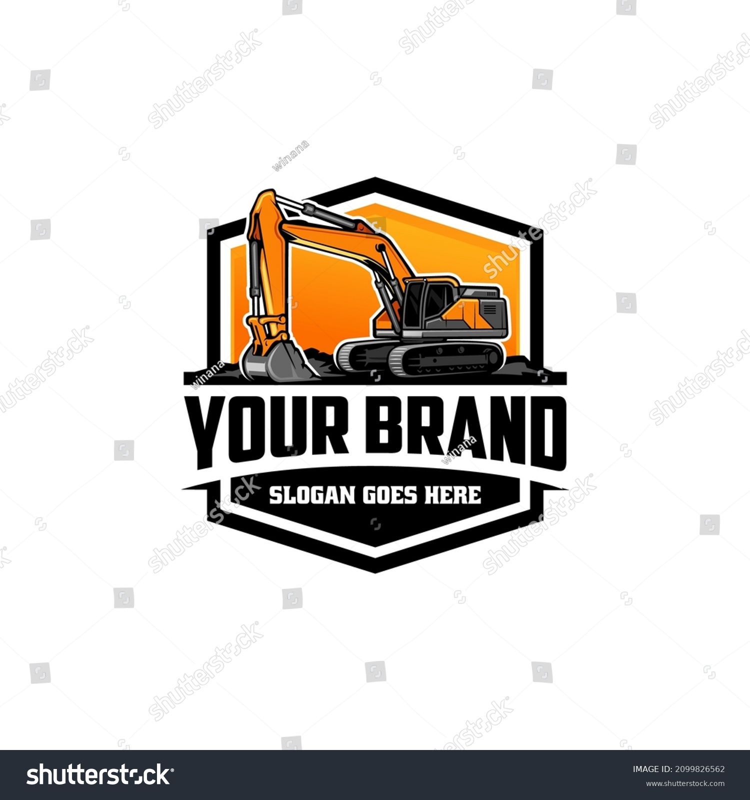 Excavator Demolition Land Clearing Machine Logo Stock Vector (Royalty ...