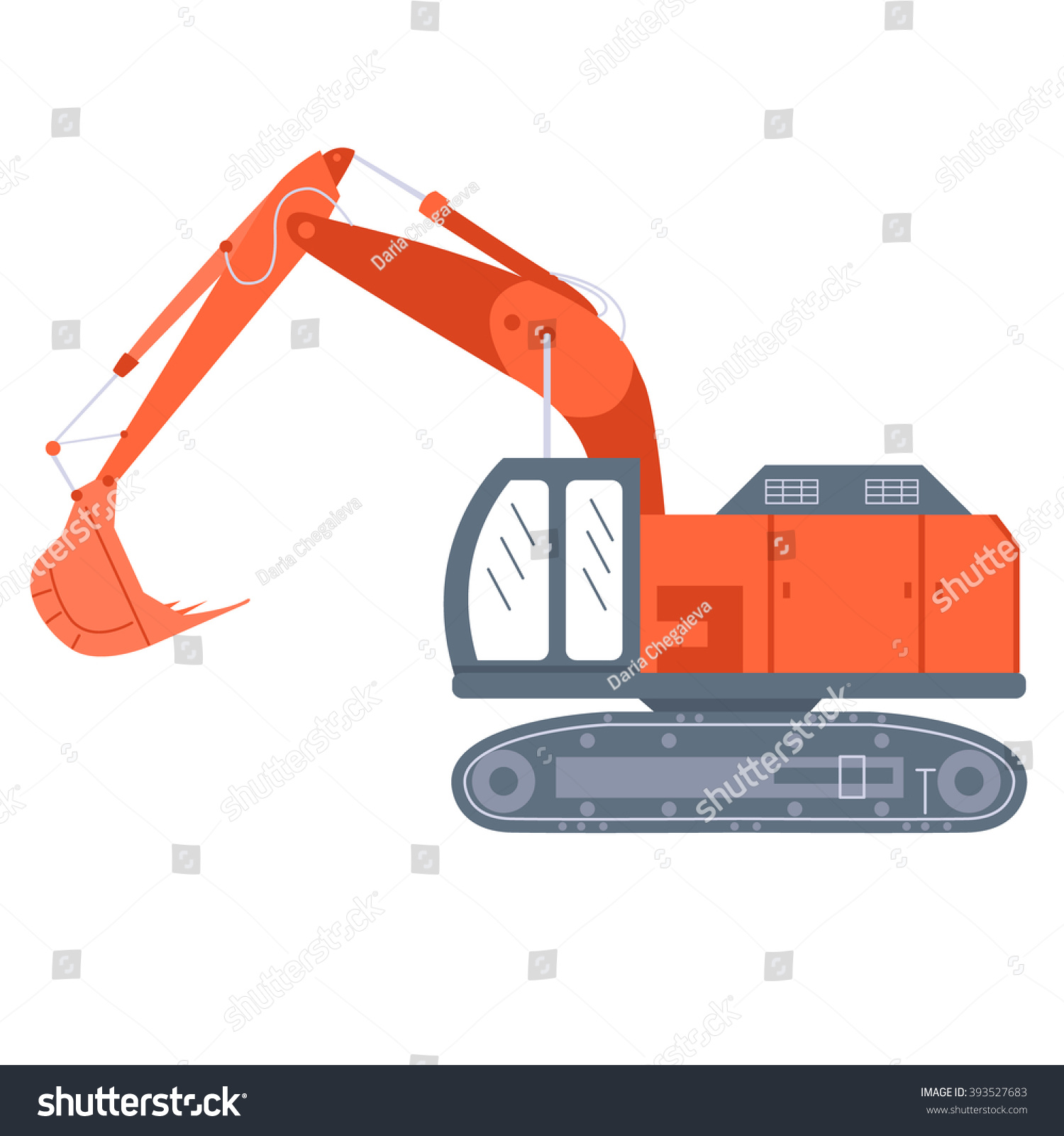 Excavator Drawing Flat Color Style Isolated Stock Vector Royalty Free 393527683