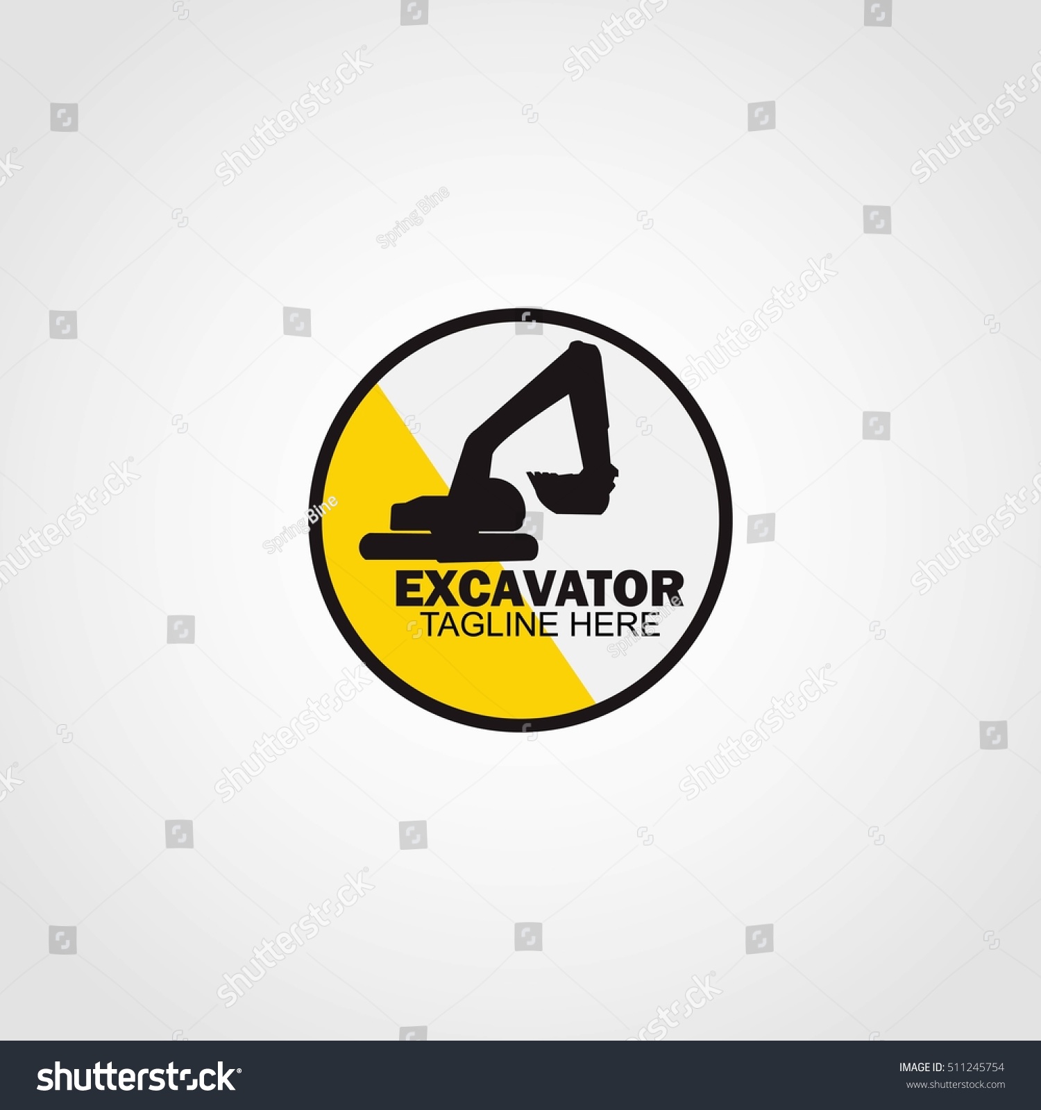 Excavator Logo Design Template Vector Illustration Stock Vector