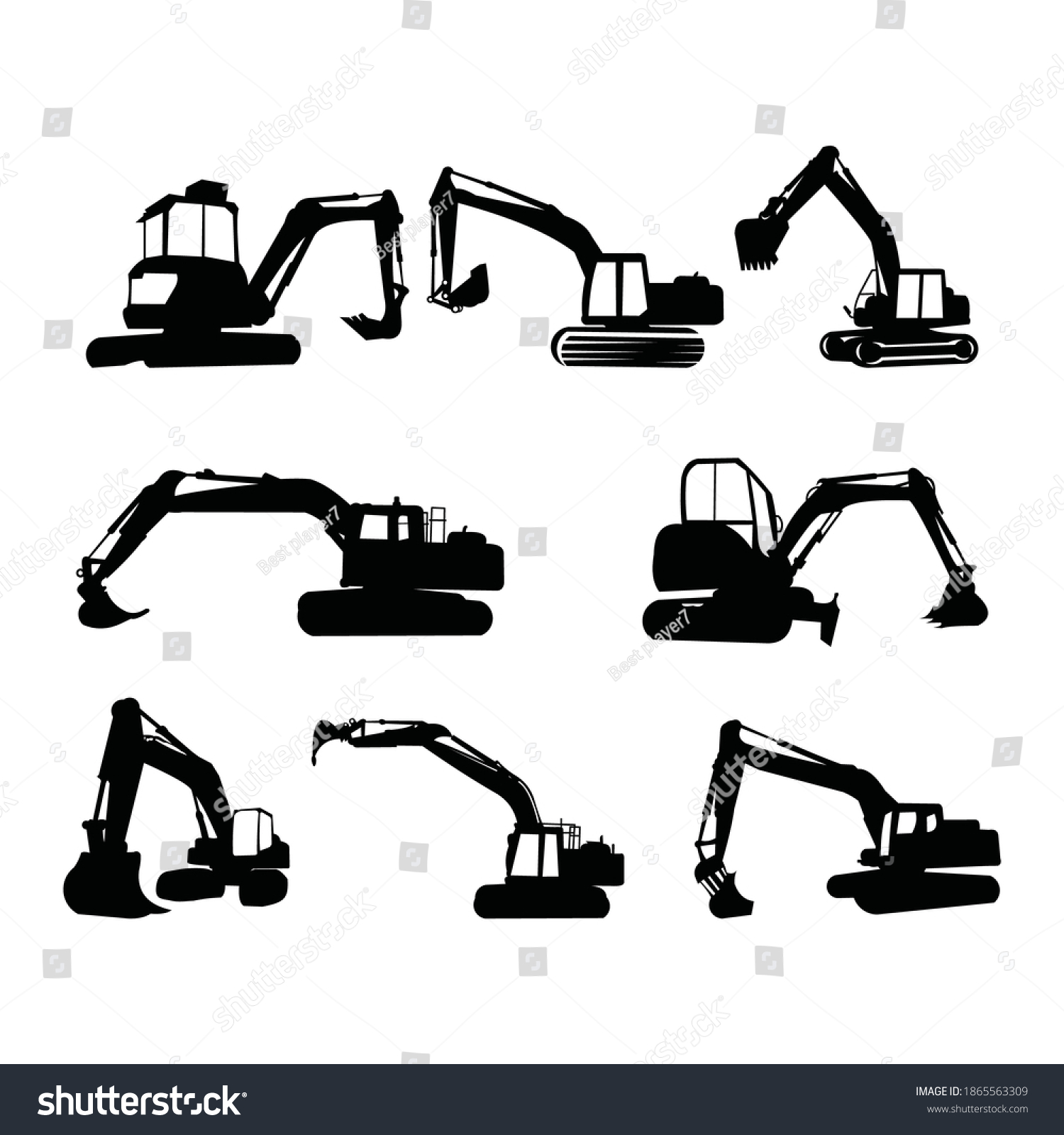 Excavator Logo Icon Vector Silhouette Isolated Stock Vector (Royalty ...