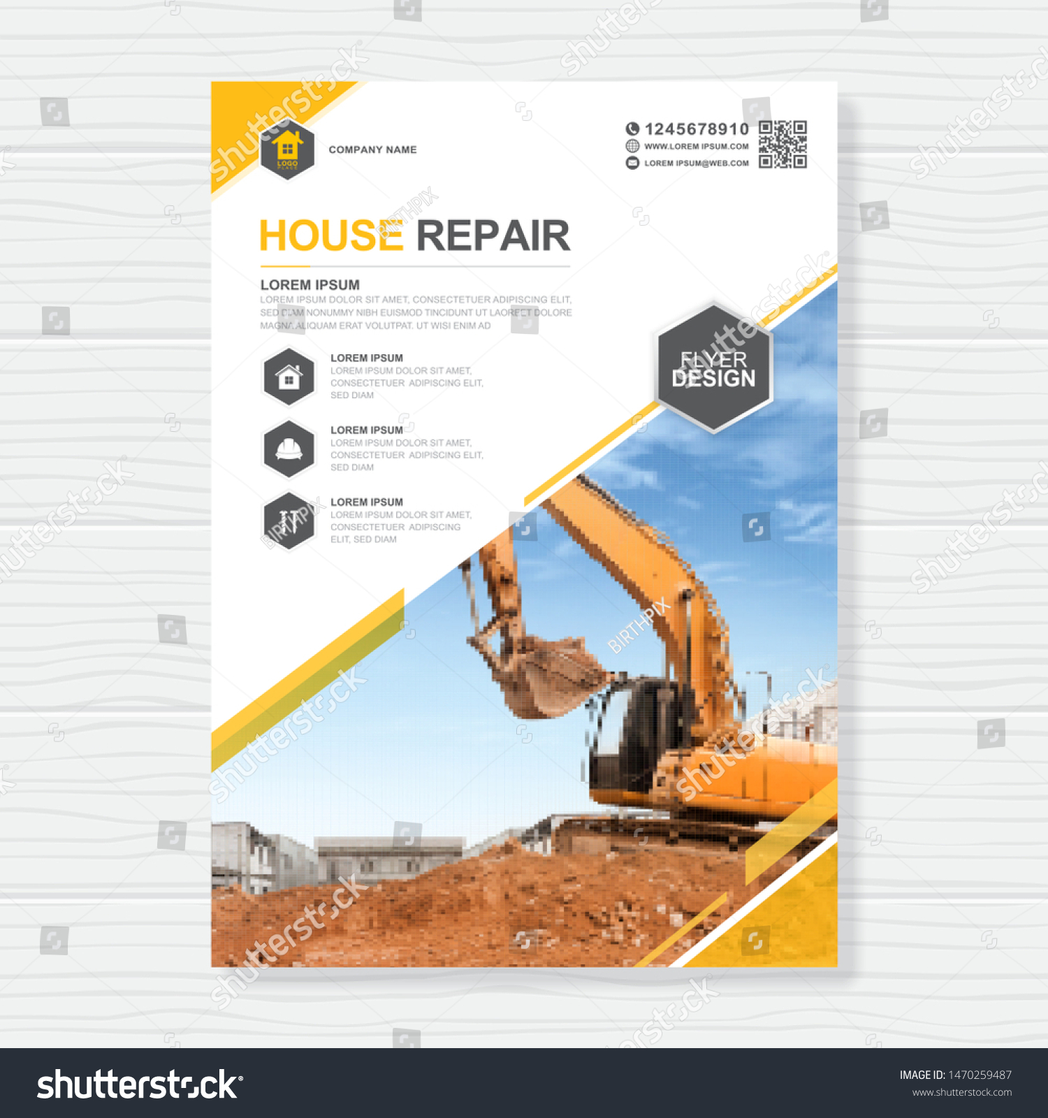 Download Excavator Dozer Cover A4 Template Flat Stock Vector Royalty Free 1470259487