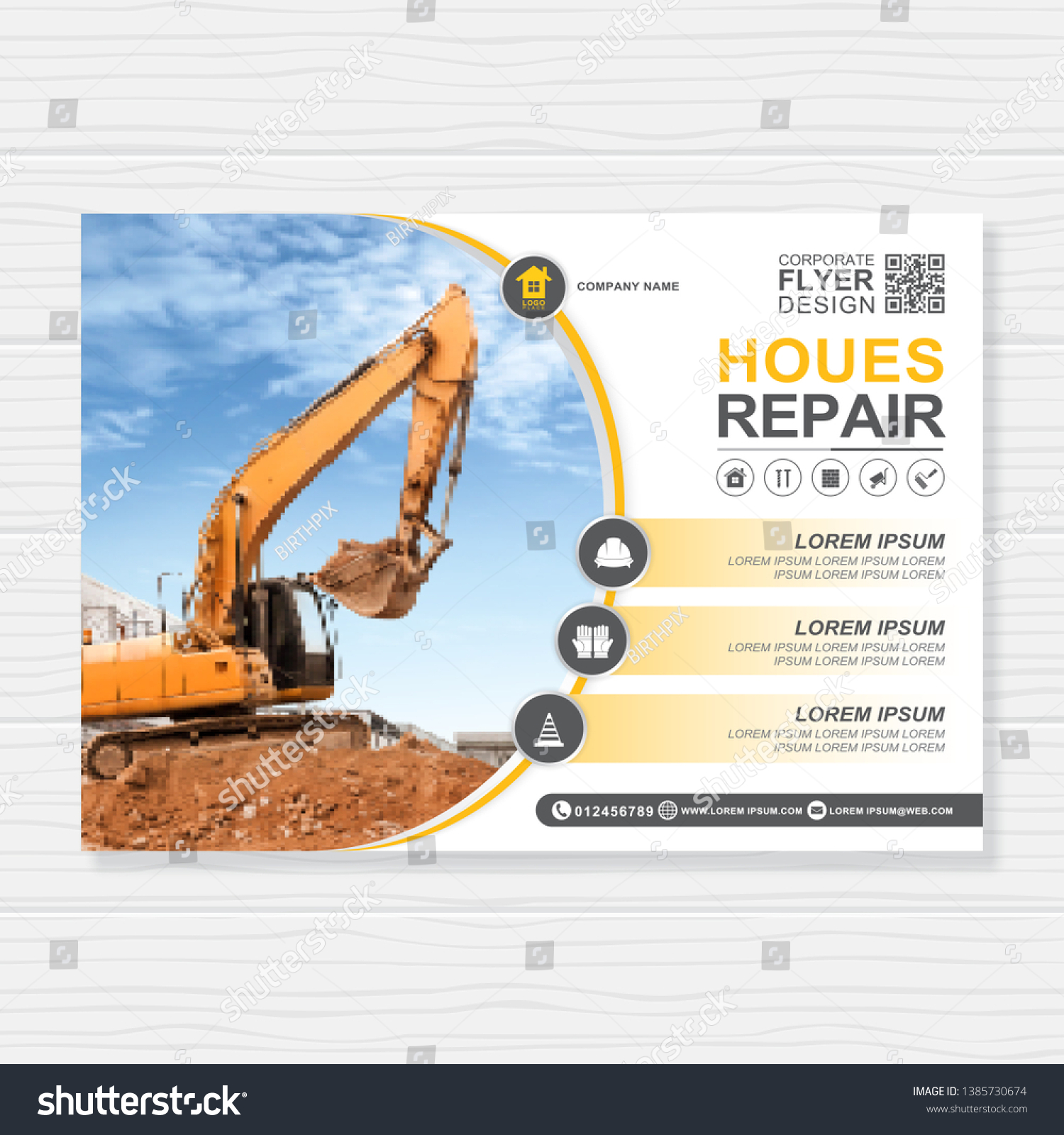 Download Excavator Dozer Cover A4 Template Construction Stock Vector Royalty Free 1385730674