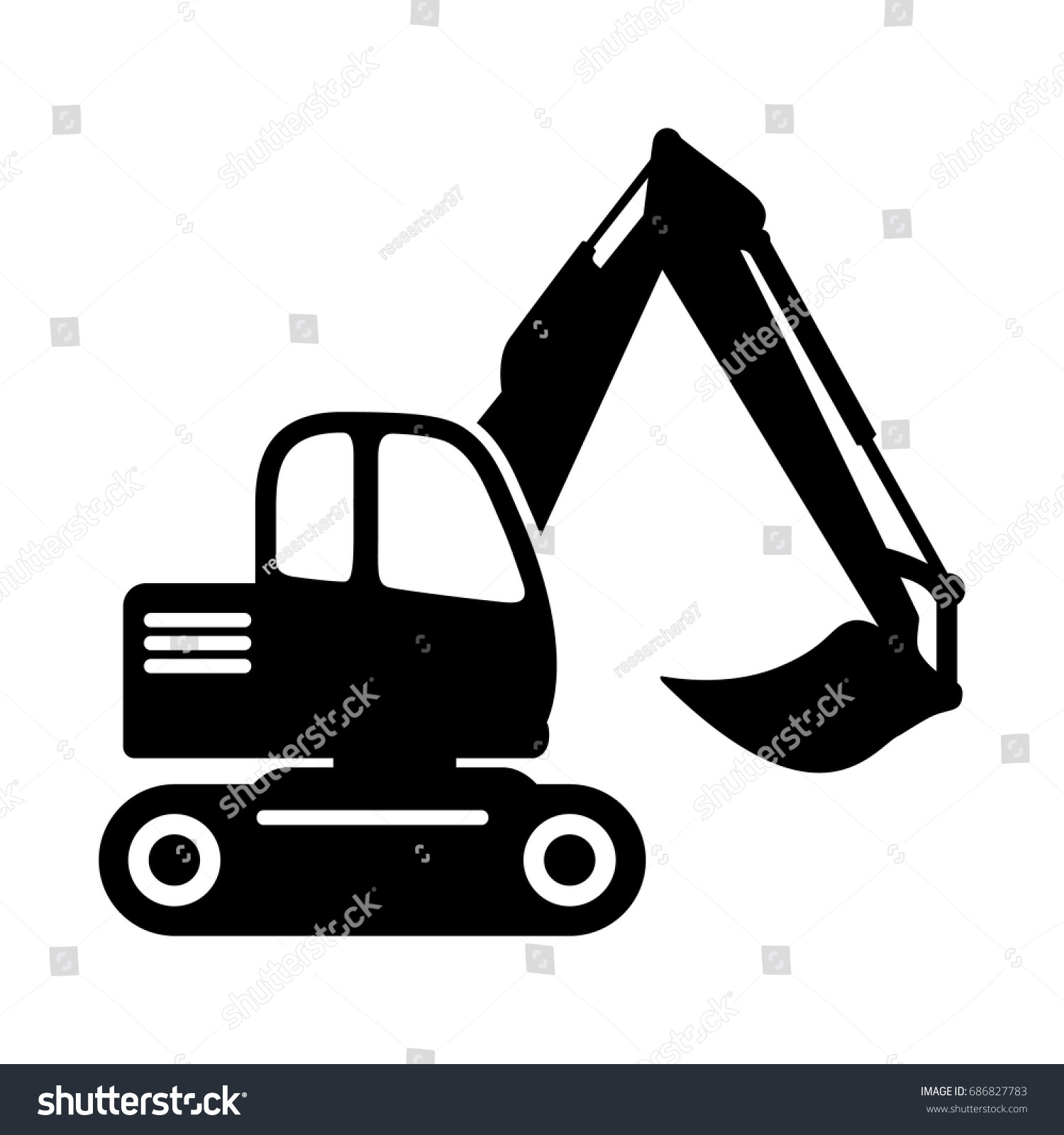 Excavator Vector Stock Vector 686827783 - Shutterstock