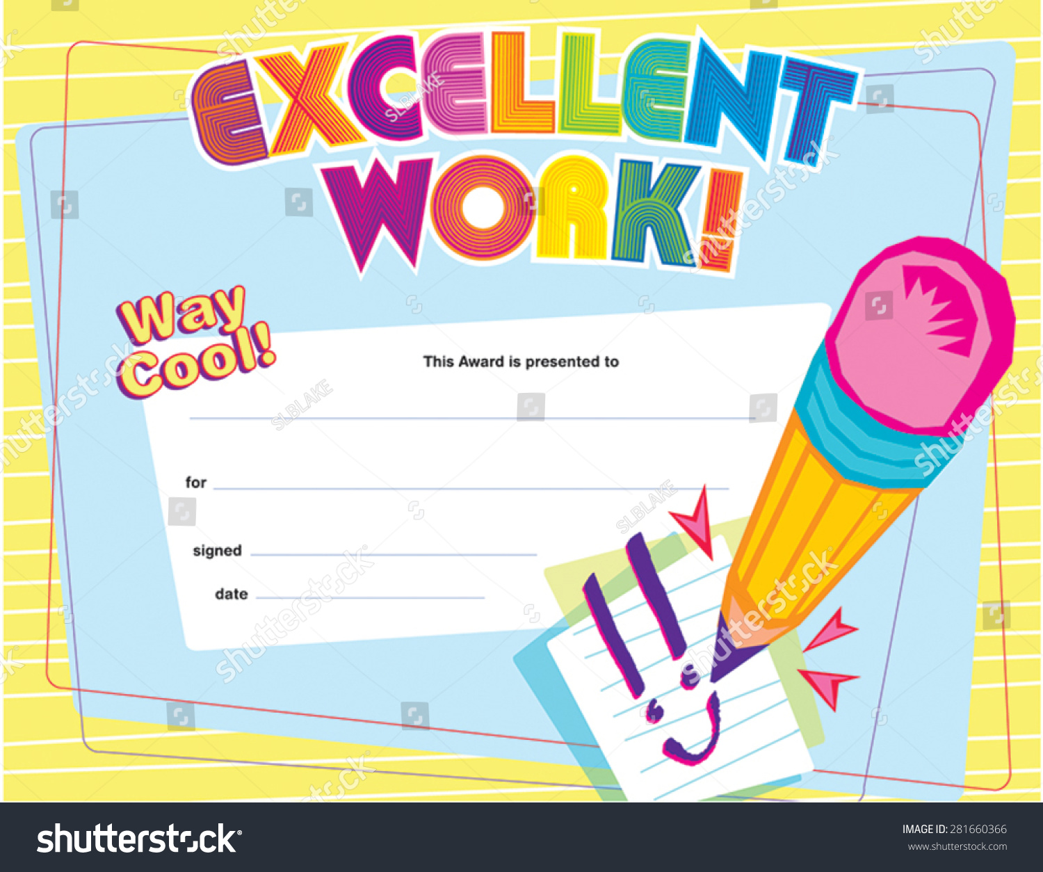 Excellent Work Certificate Stock Vector Royalty Free