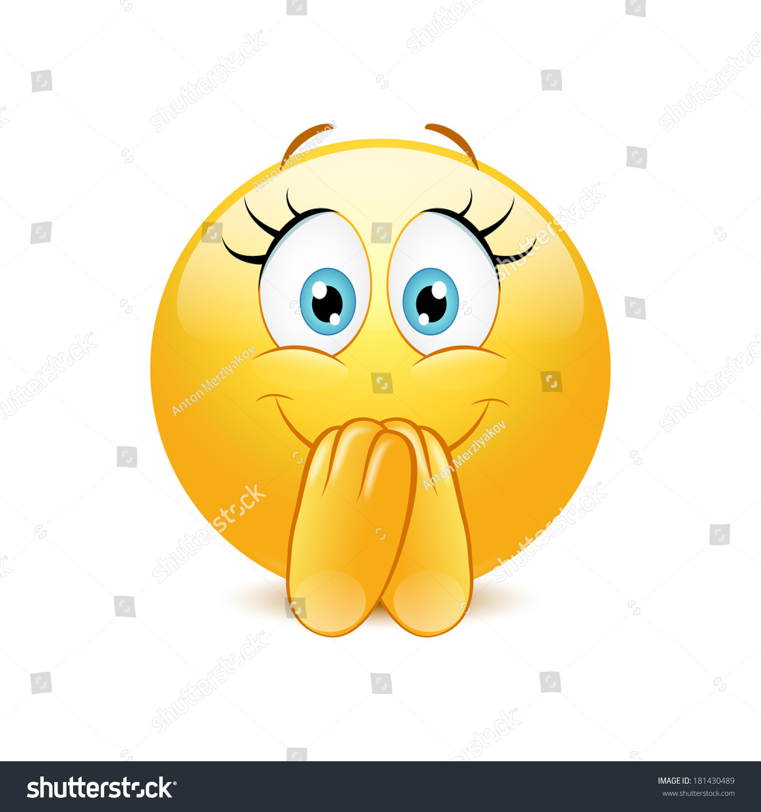 Excited Emoticon On White Background Stock Vector 181430489 - Shutterstock