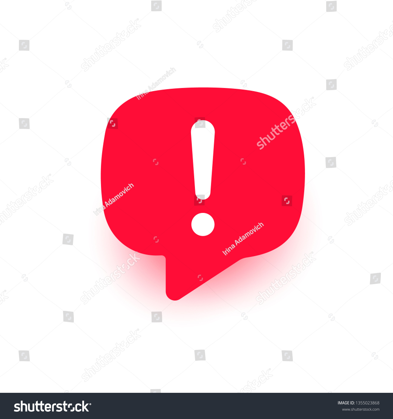 感嘆符アイコン 重要なマーク アテンションロゴ 警告音声バブル 赤いストップ記号 白い背景に影付きイラトス のベクター画像素材 ロイヤリティフリー