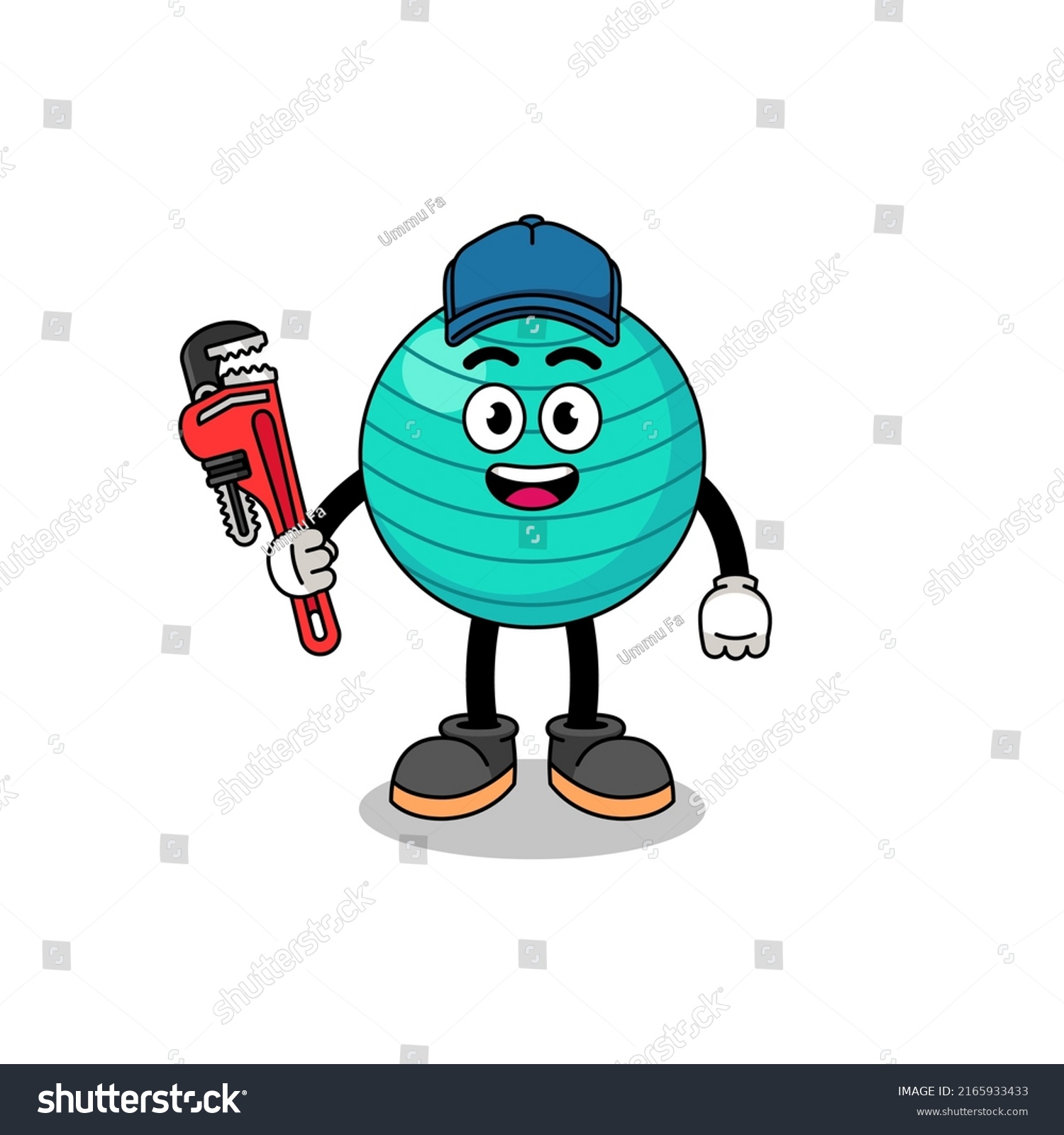 Exercise Ball Illustration Cartoon Plumber Character Stock Vector ...