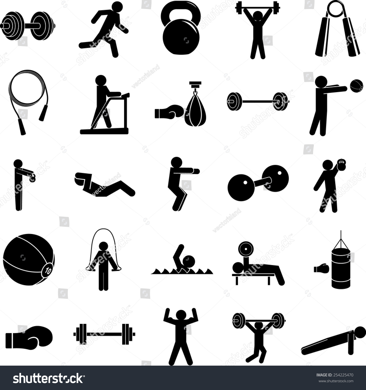 Exercise Symbols Set Stock Vector 254225470 - Shutterstock