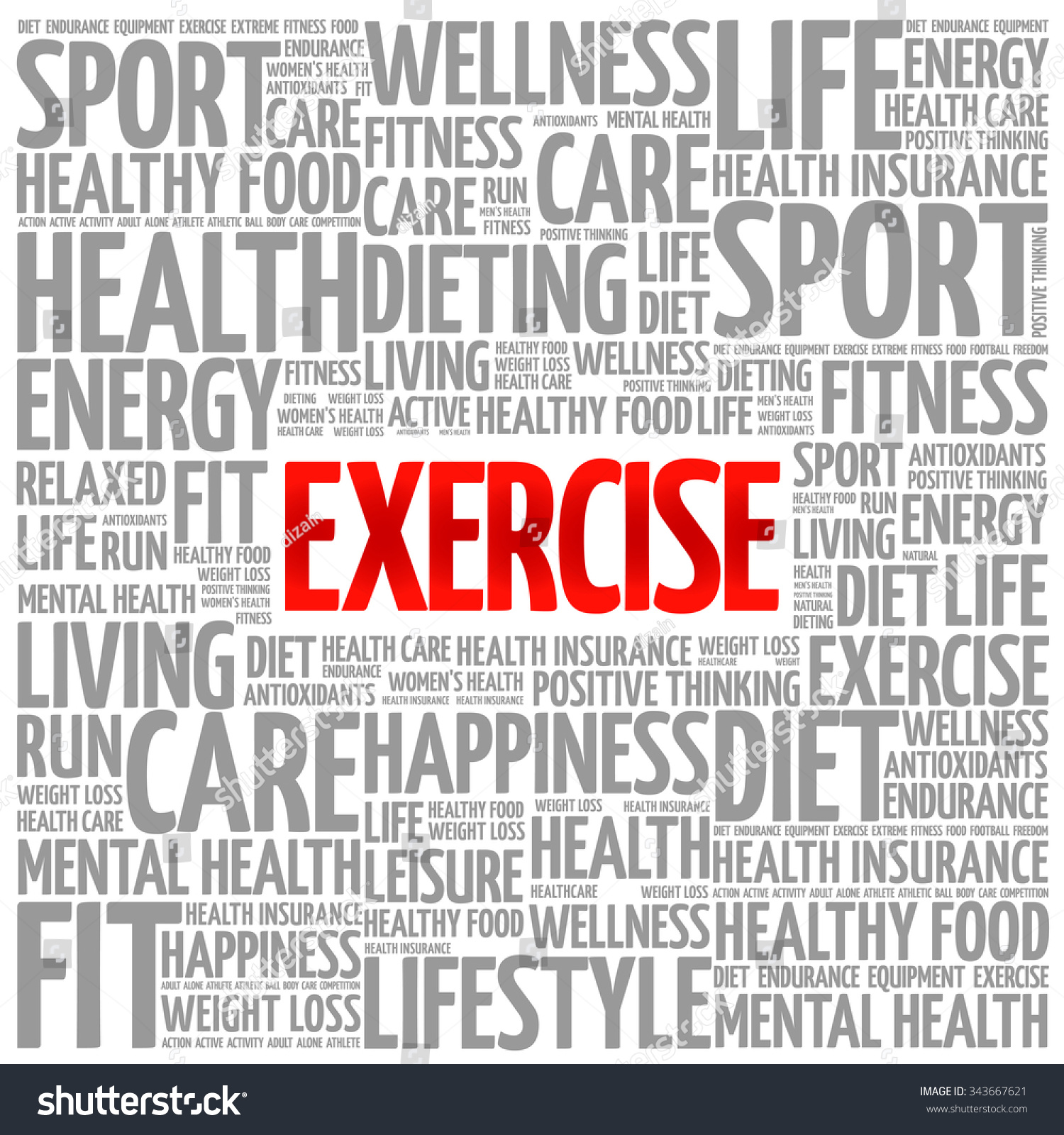 Exercise Word Cloud Background Health Concept Stock Vector 343667621 ...