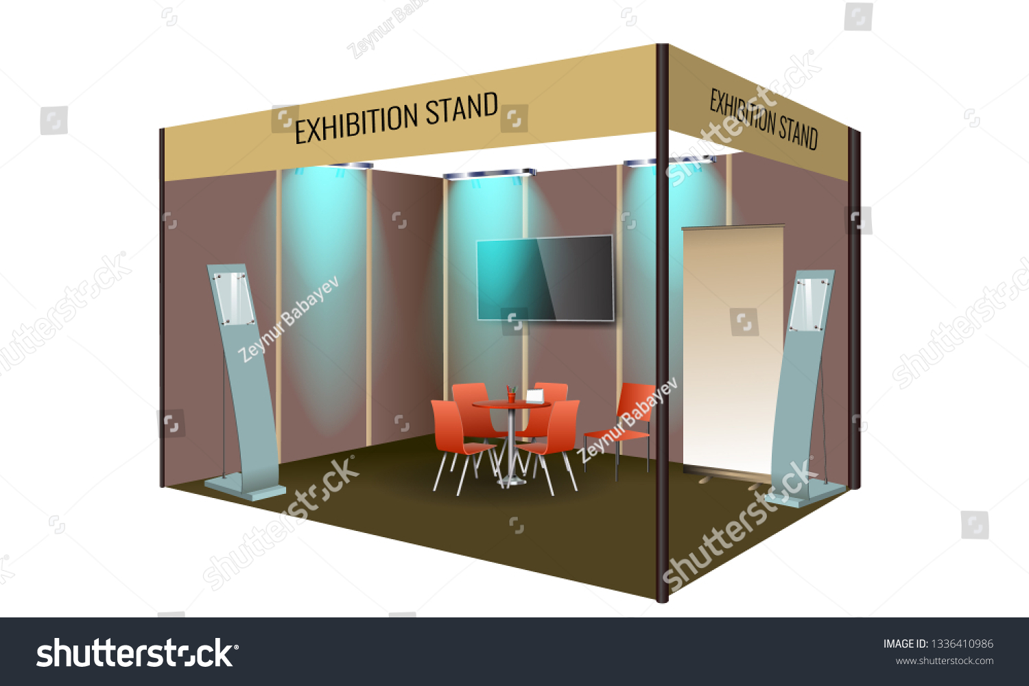 Exhibition Stand Display Design Table Chair Stock Vector (Royalty Free ...