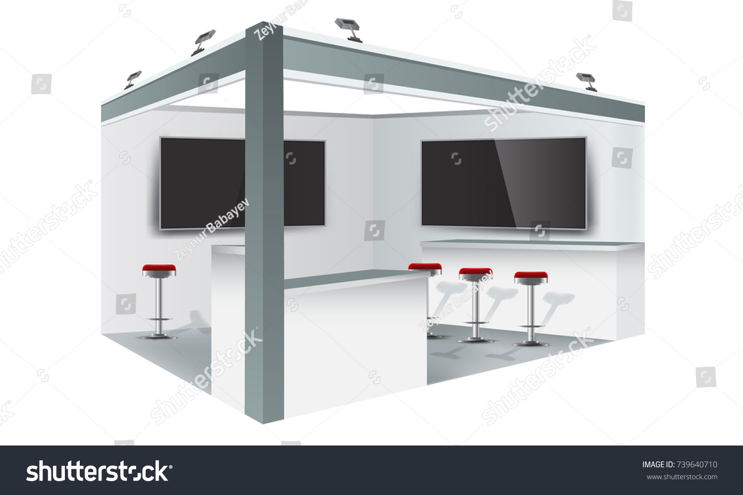 Download Exhibition Stand Display Trade Booth Mockup Stock Vector Royalty Free 739640710 PSD Mockup Templates