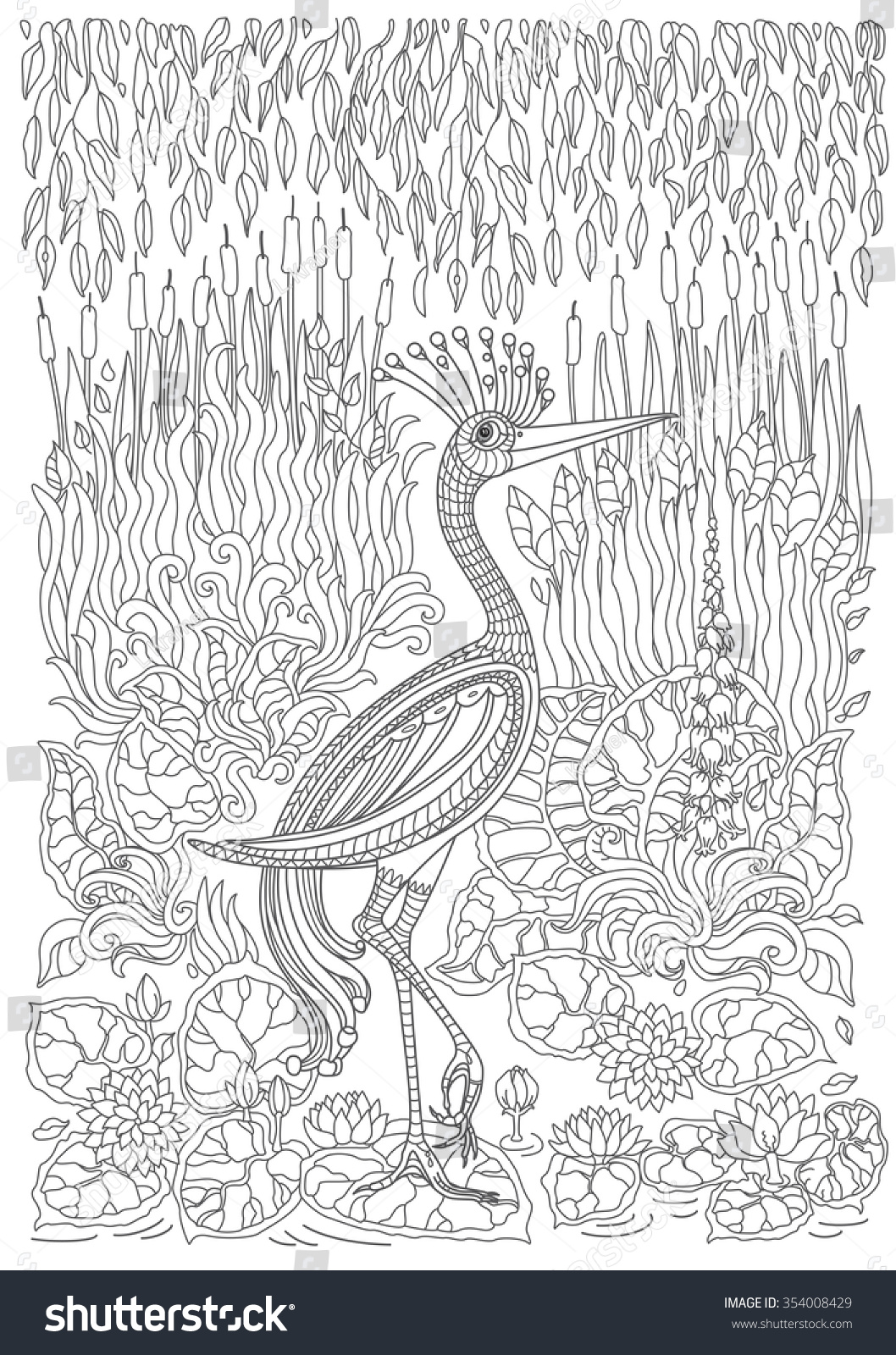 Image Vectorielle De Stock De Oiseau Exotique Fleurs