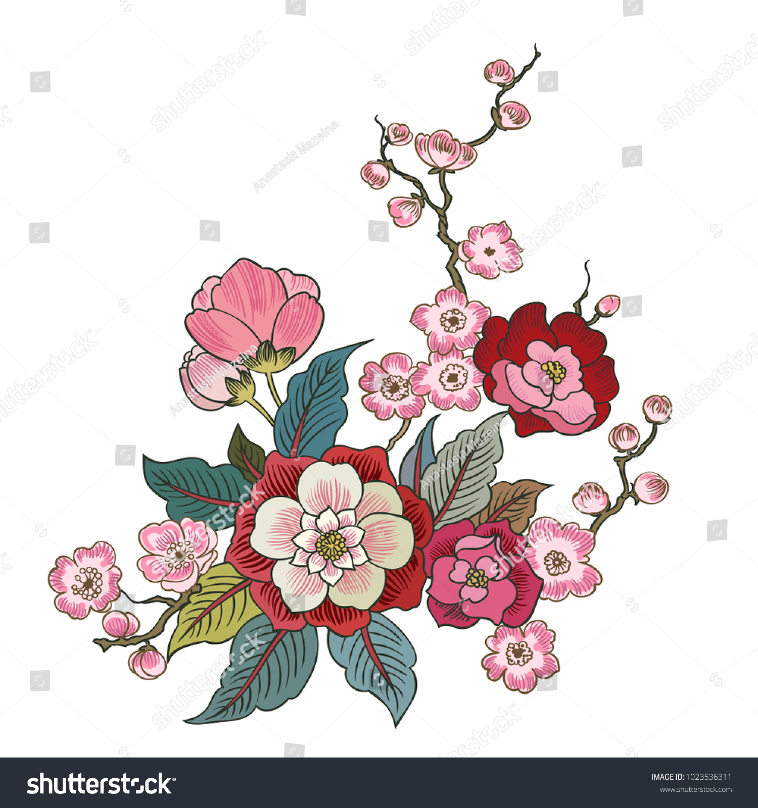 Exotic Vector Flowers Greeting Cards Wrapping Stock Vector (Royalty ...