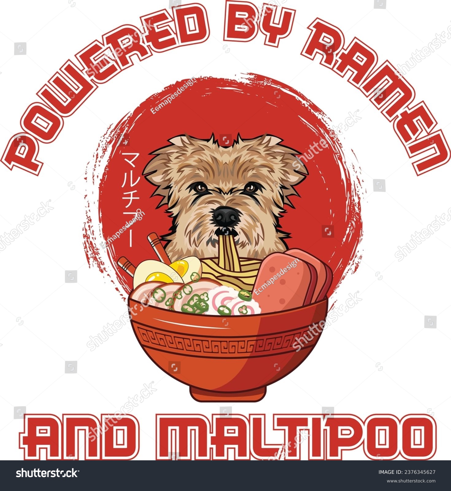 SVG of Experience our 'Ramen Sushi Maltipoo Dog T-shirt Design' - where fashion meets taste! This design can seamlessly integrate into your daily life. svg
