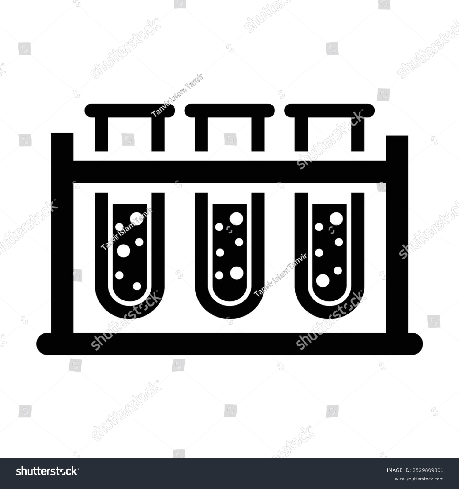 black test tubes with bubbles, science clip art preview