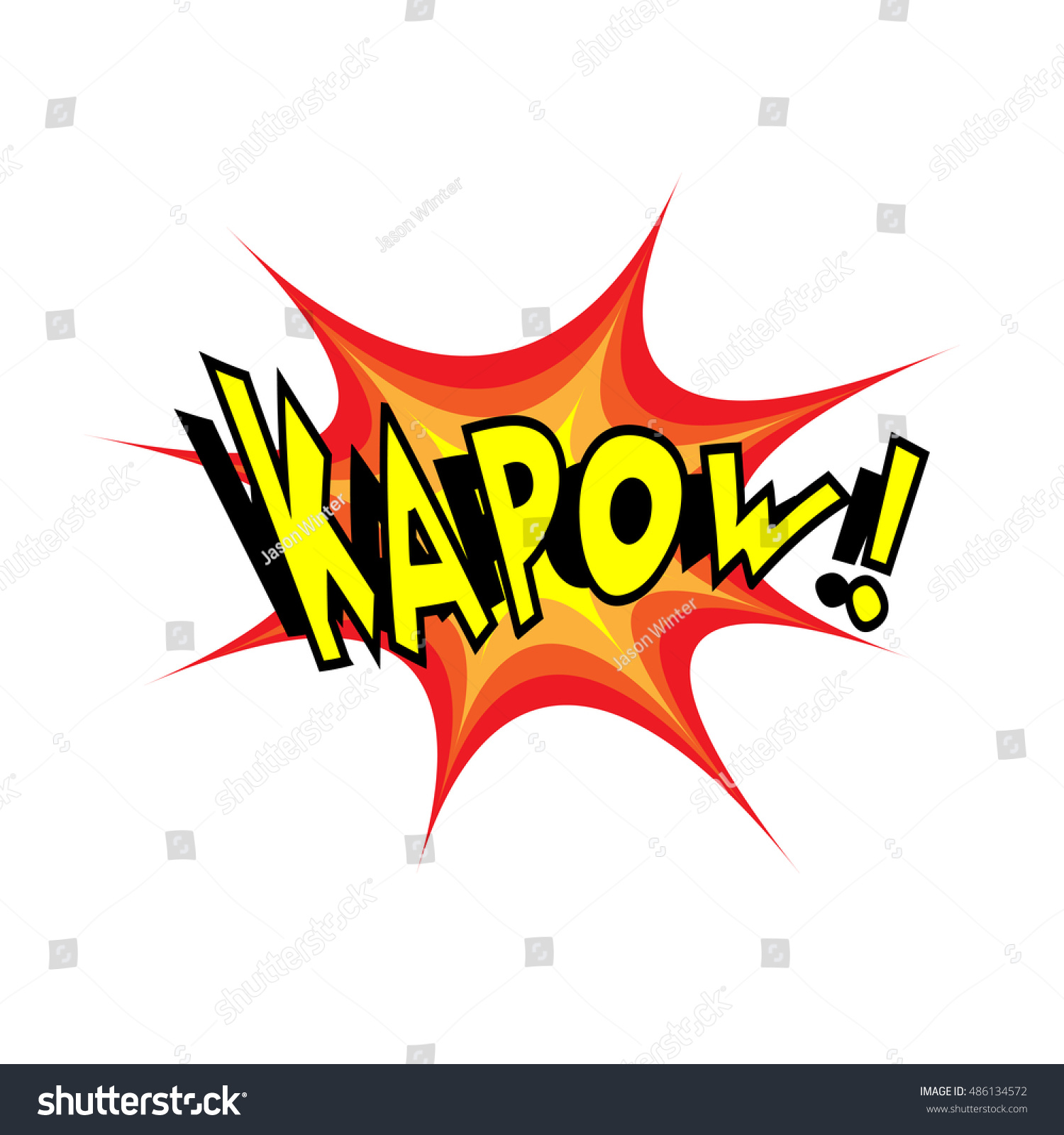 Exploding Cartoon Kapow Text Caption Vector Stock Vector Royalty Free 486134572