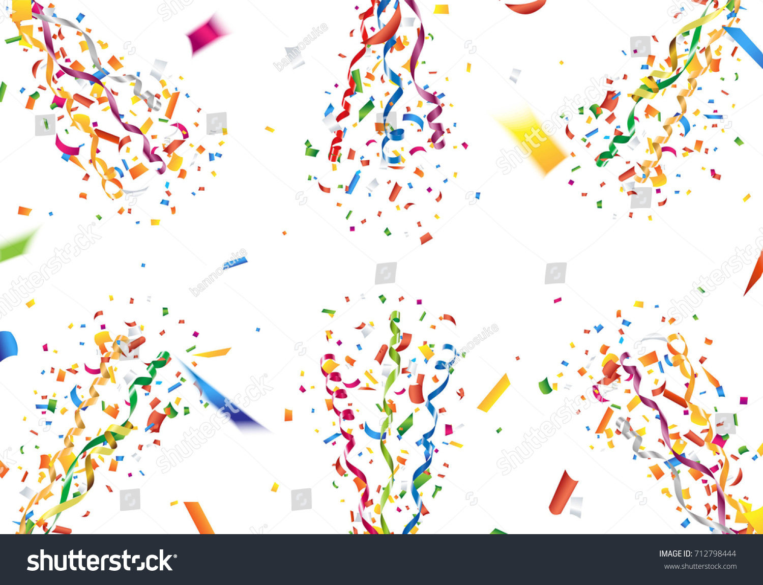 Exploding Colorful Confetti Streamer Background Vector Stock Vector