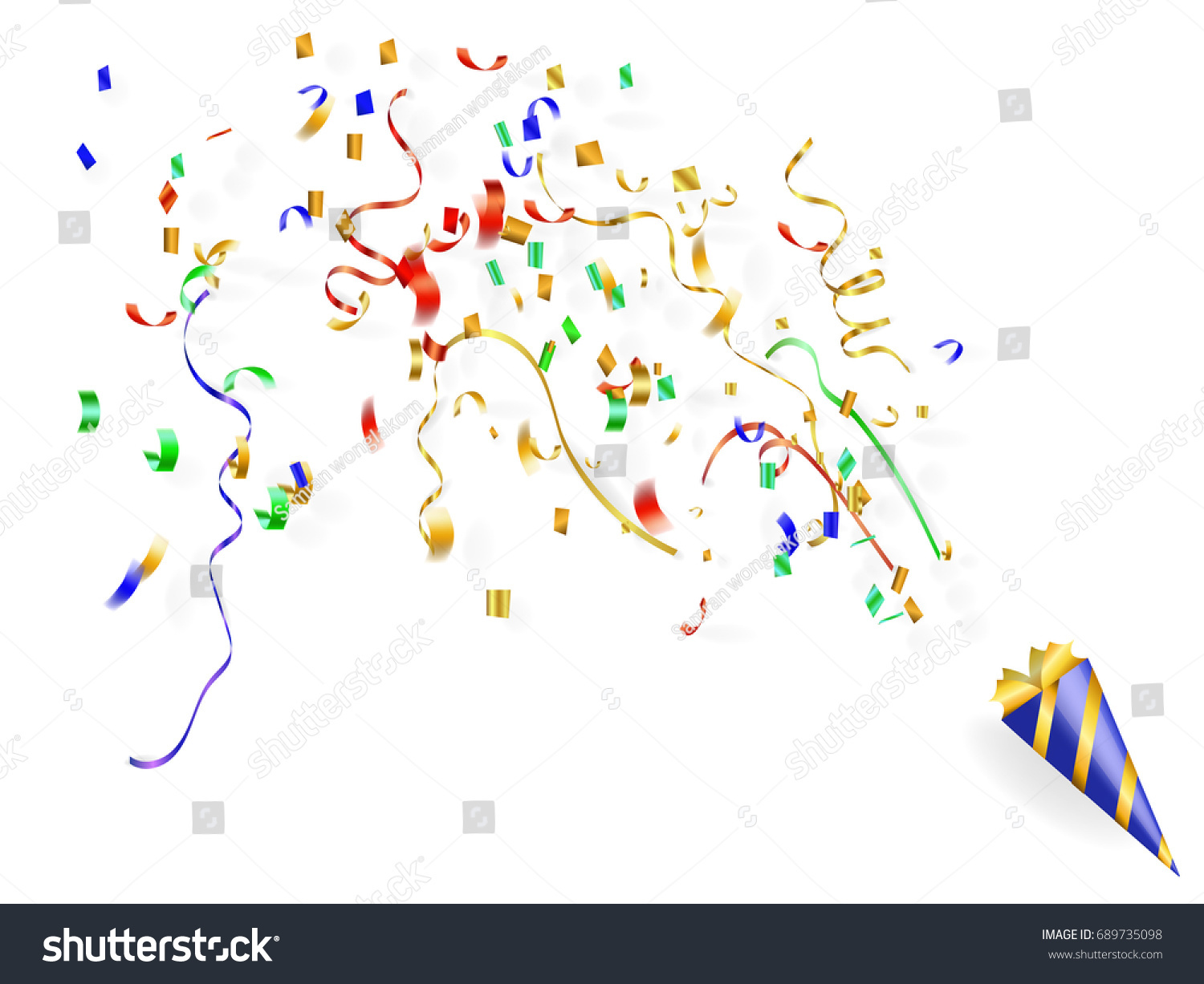 Exploding Party Popper Confetti Streamer On Stock Vector Royalty Free 689735098 Shutterstock 8179