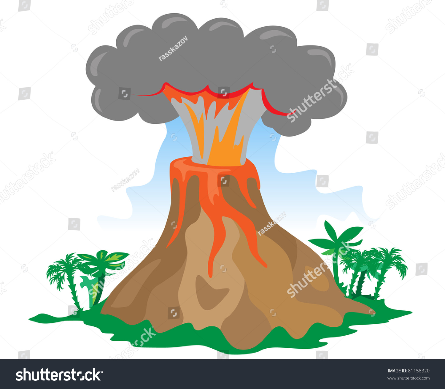 Exploding Volcano On White Background Stock Vector 81158320 : Shutterstock