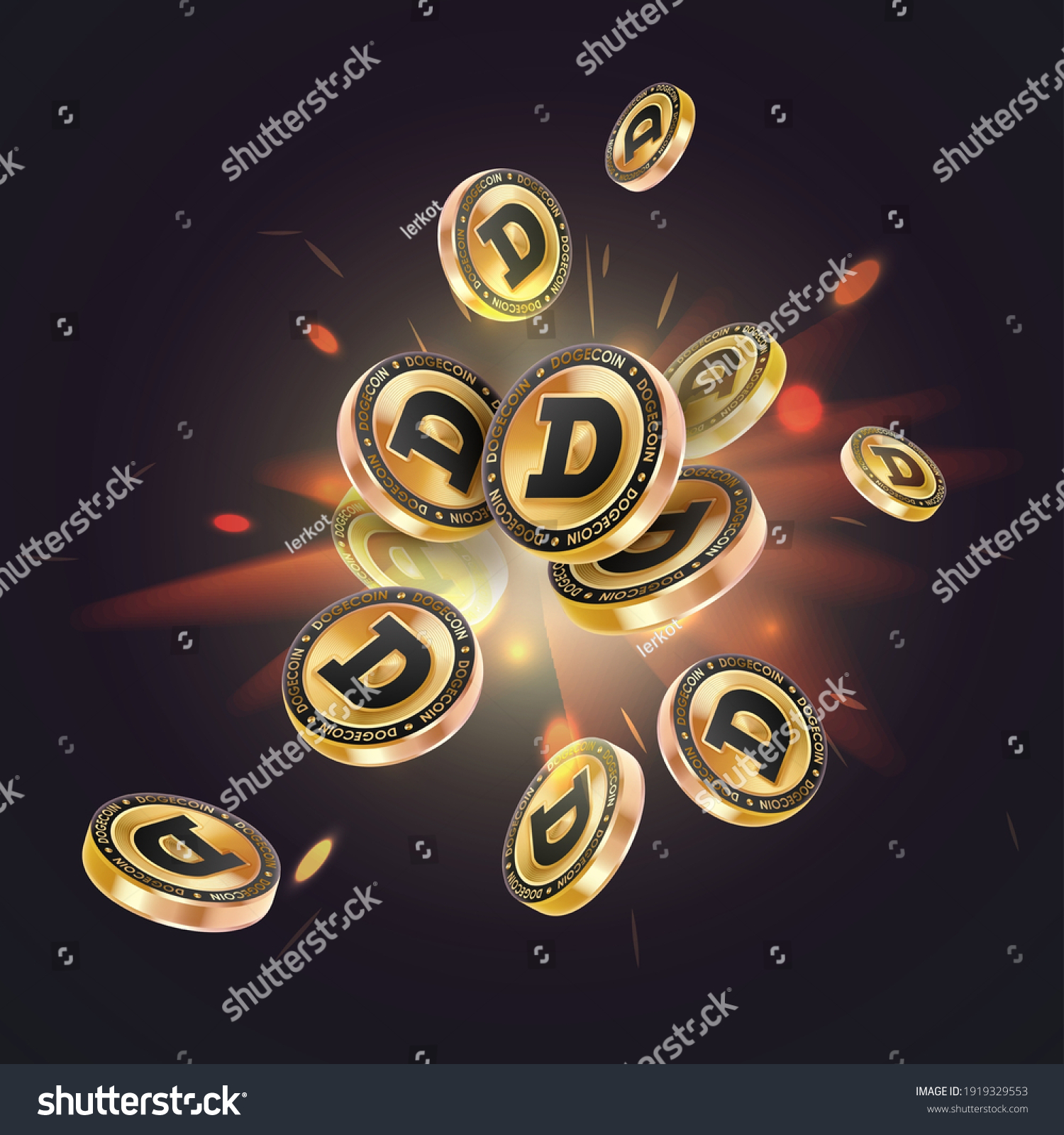 SVG of Explosion of flying gold coins, golden with black coins, dogecoin, crypto currency on black background. Vector illustration for card, design, flyer, poster, decor, banner, web, advertising. svg