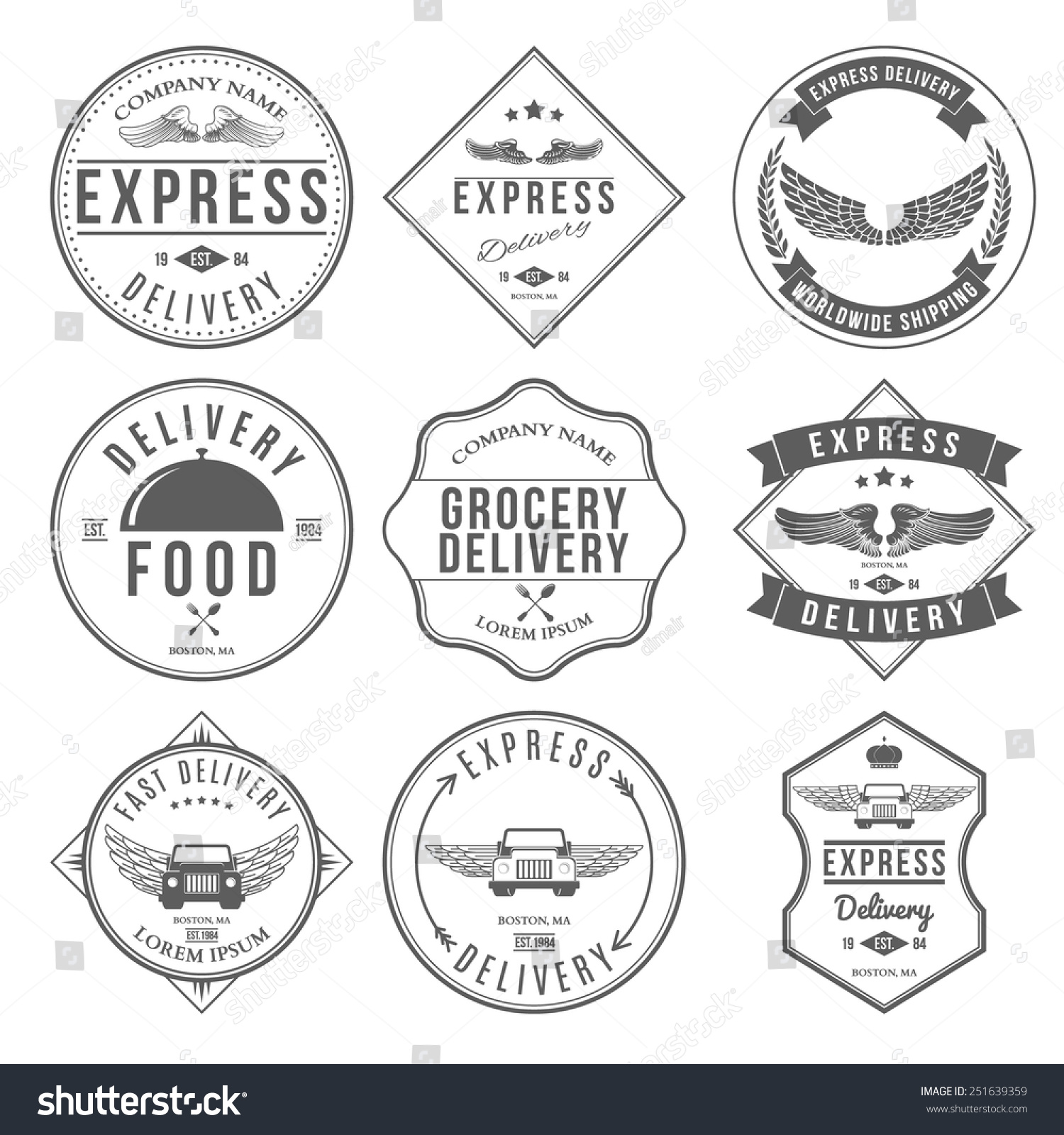 Express Delivery Label Badges Design Elements Stock Vector (Royalty ...