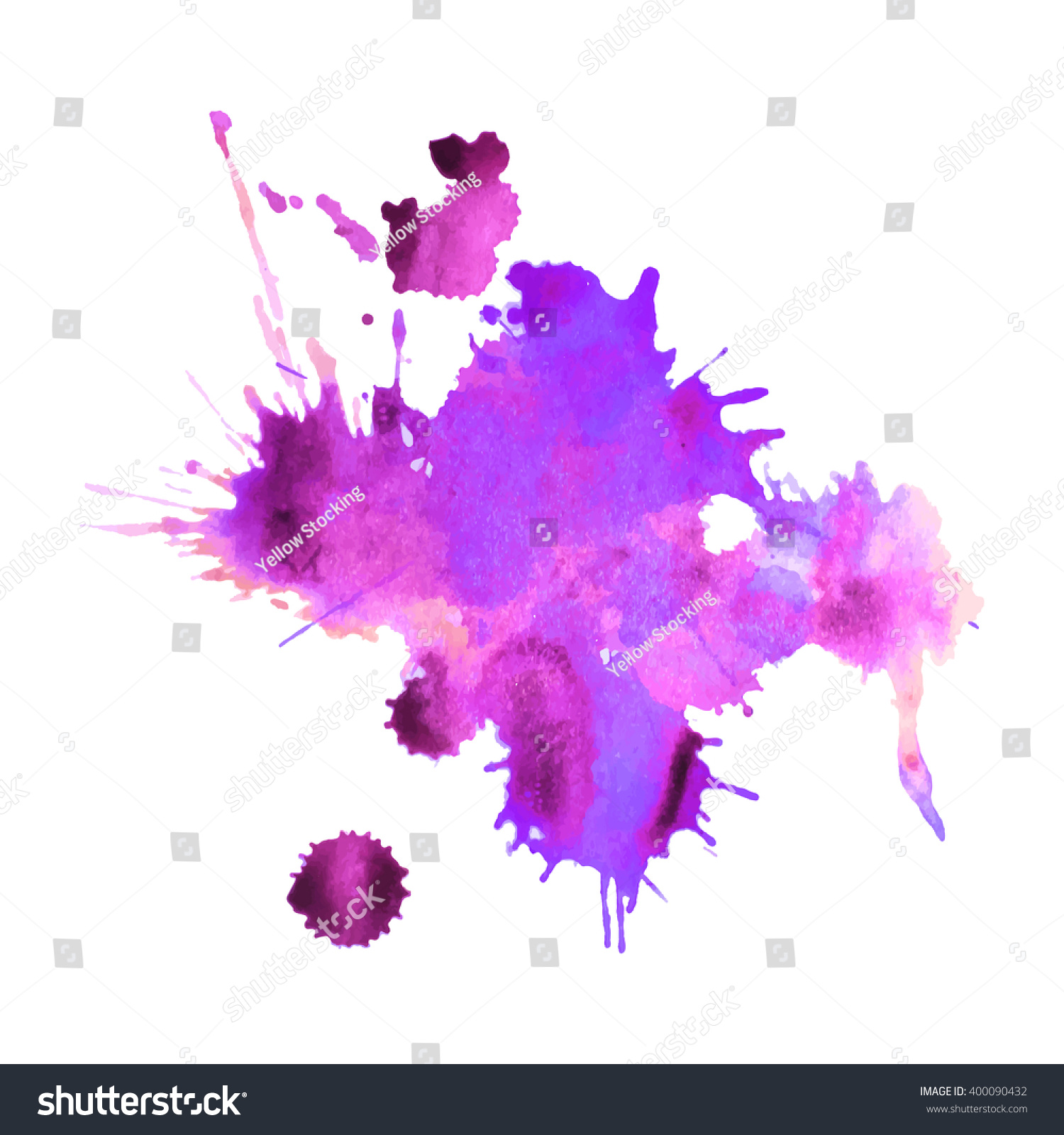 Expressive Watercolor Spot Blotch Splashes Purple Stock Vector ...