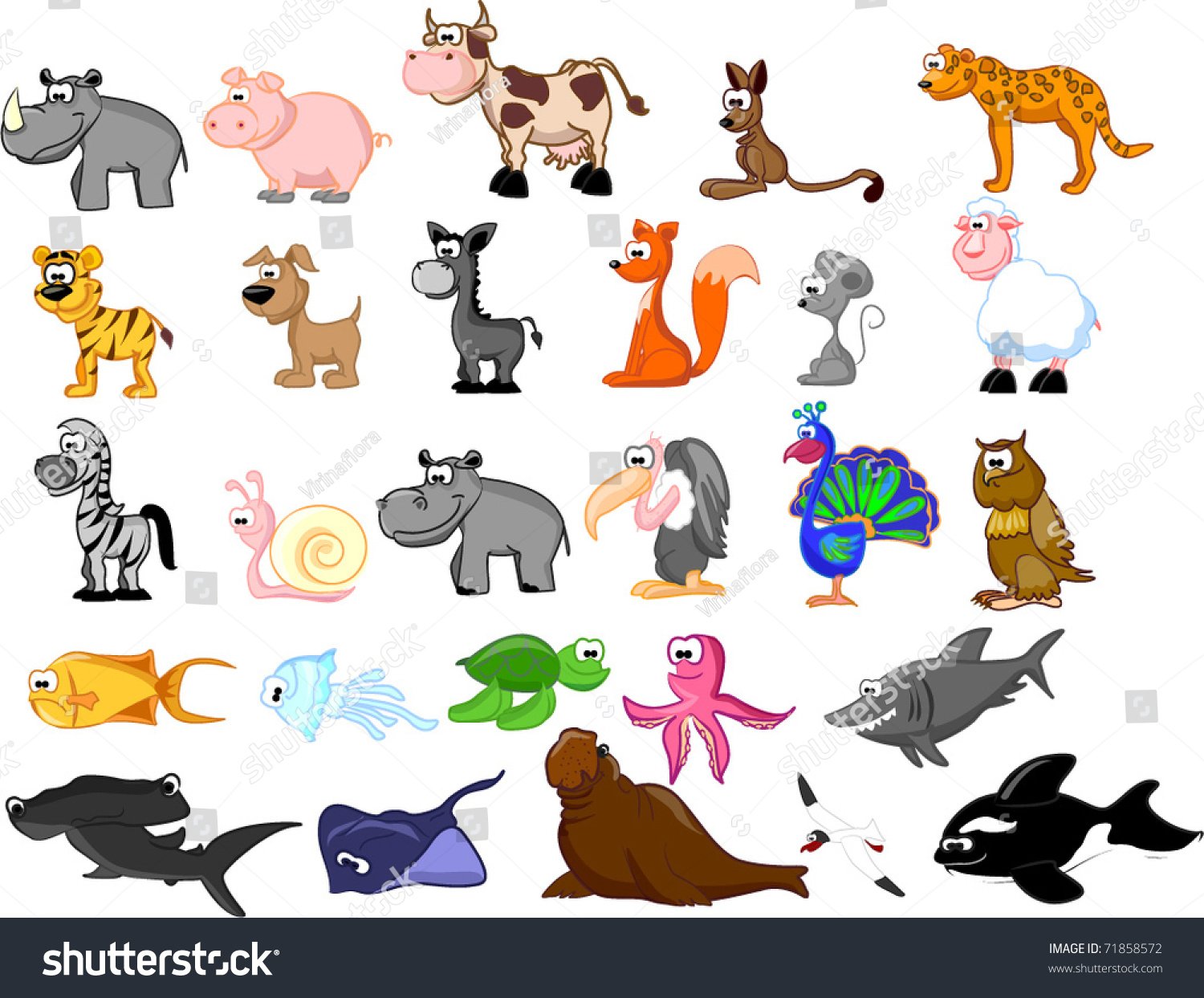 Extra Large Set Animals Including Kangaroos, Ostrich, Squirrel, Coyote ...