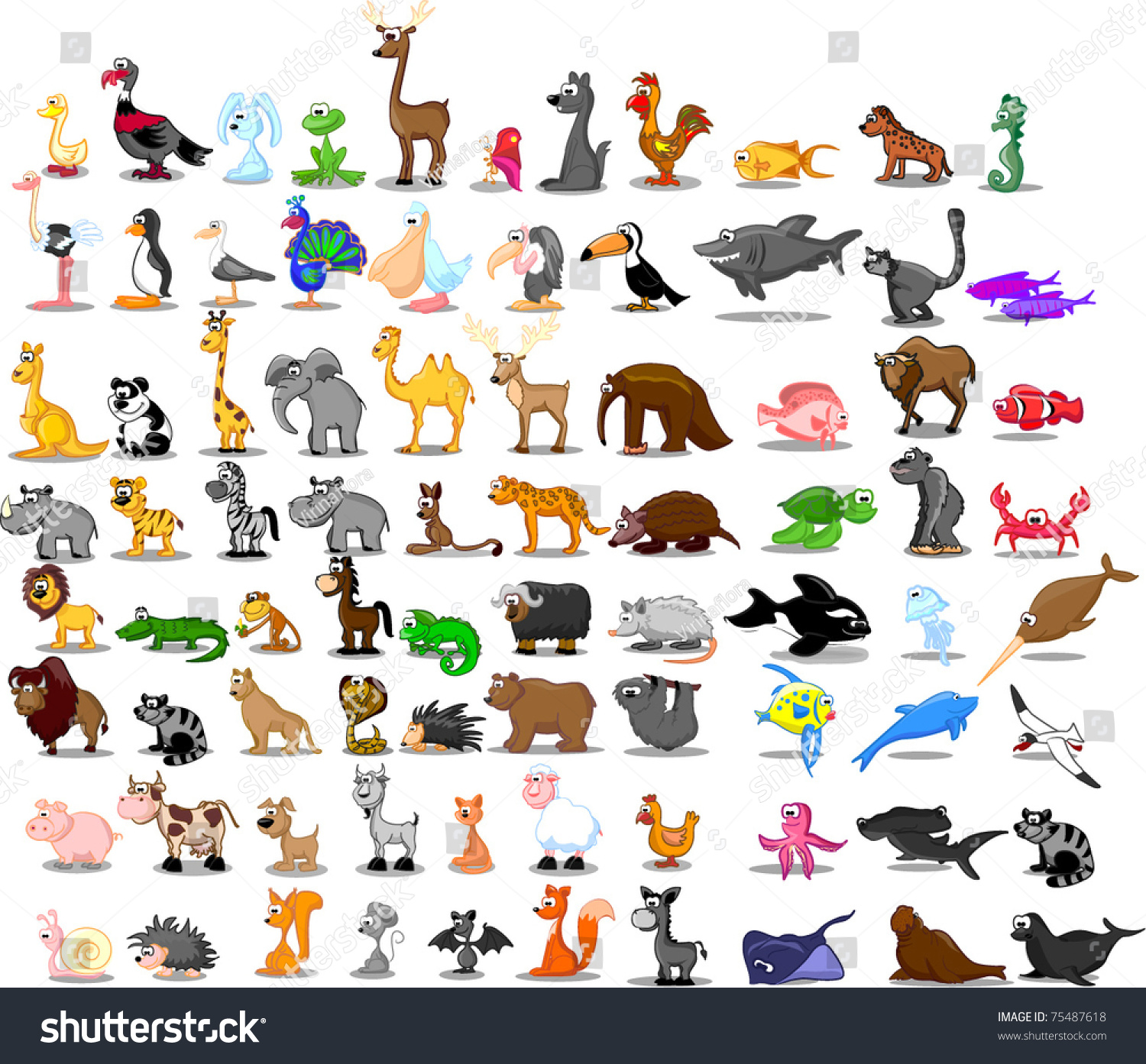 Extra Large Set Animals Stock Vector (Royalty Free) 75487618 - Shutterstock